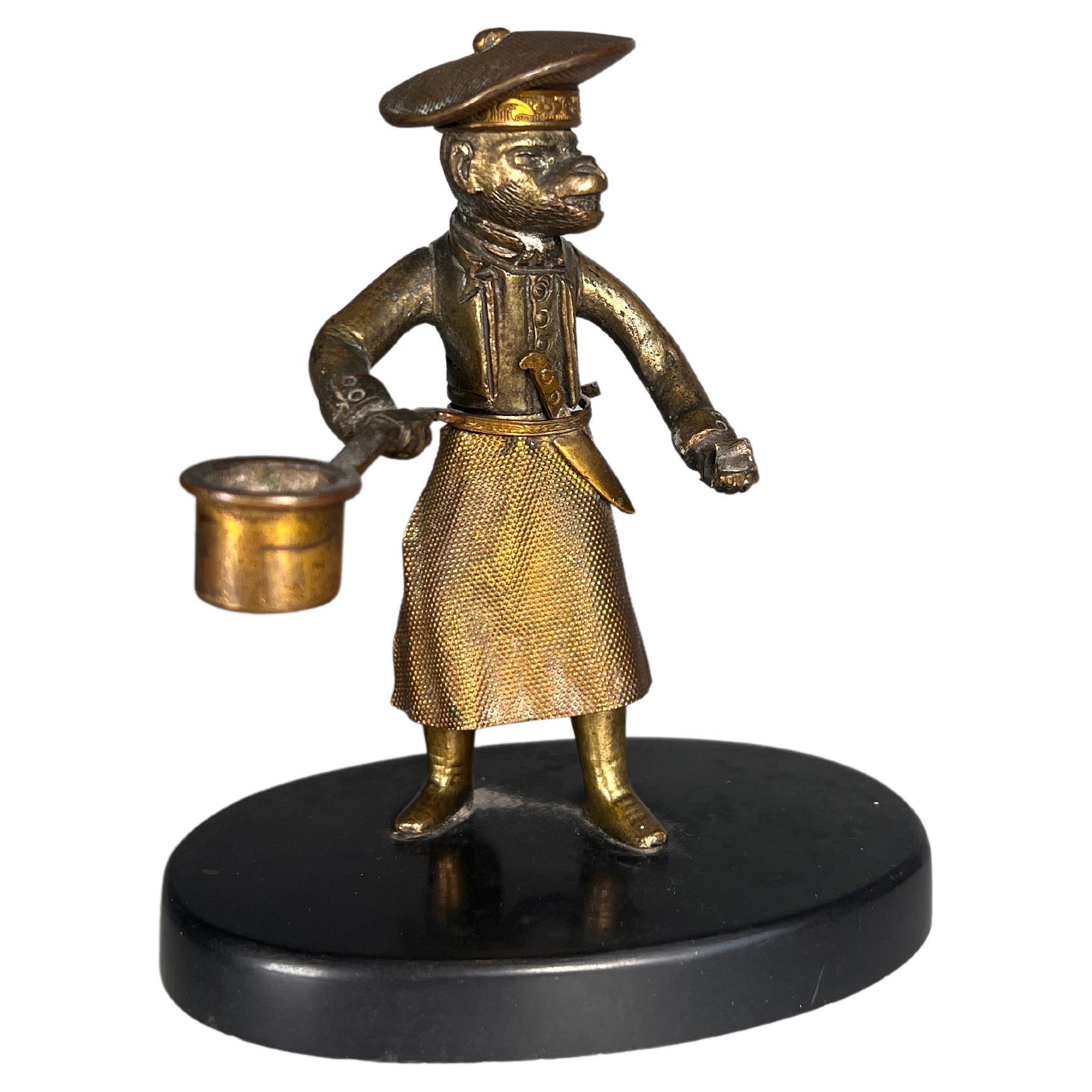 Mid-19th Century, French, Gilt Bronze Monkey Chef For Sale