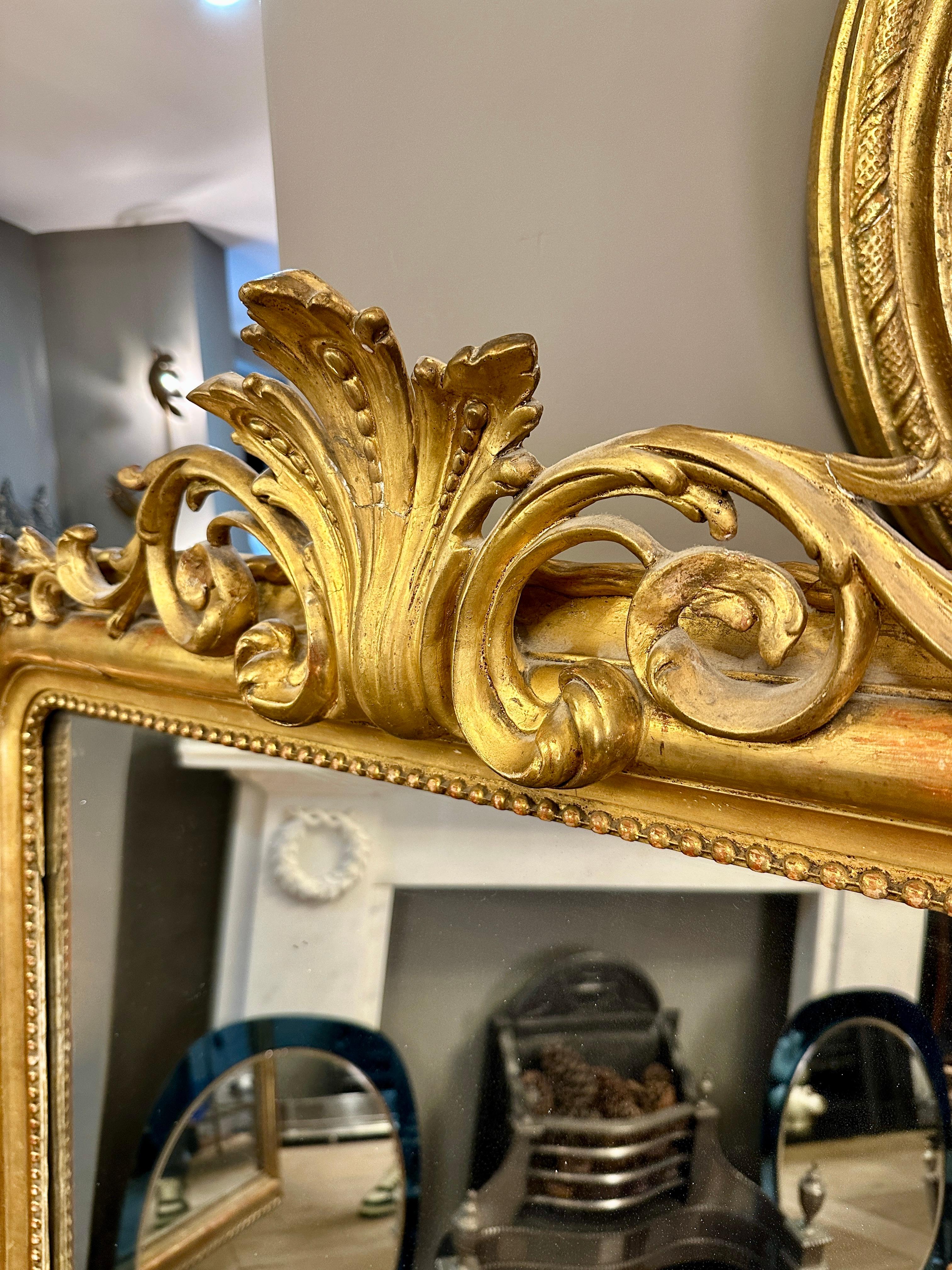 Giltwood A Mid 19th Century French Gold Gilt Mirror 