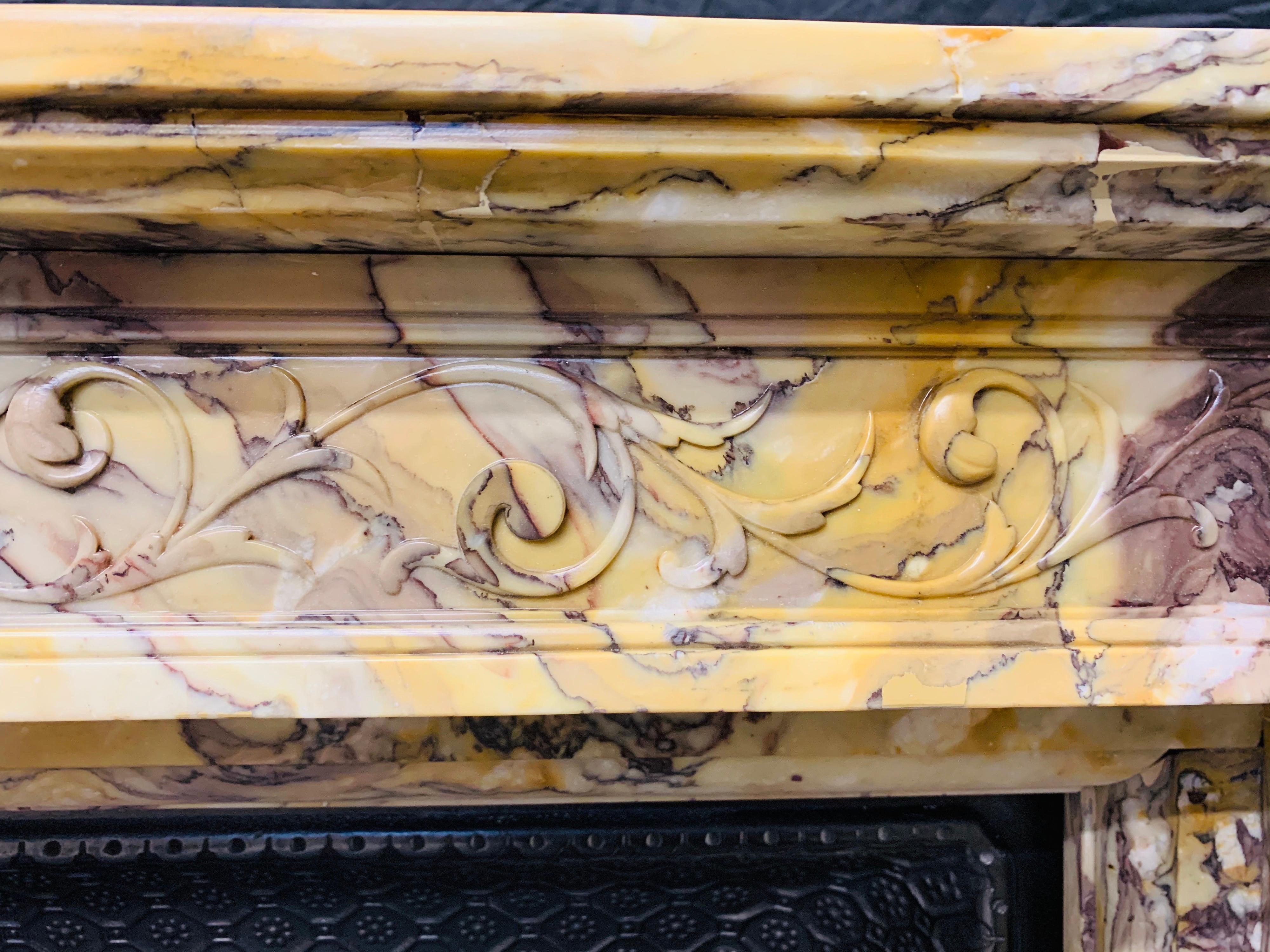 Mid-19th Century French Neoclassical Giallo di Siena Marble Fireplace Surround For Sale 3