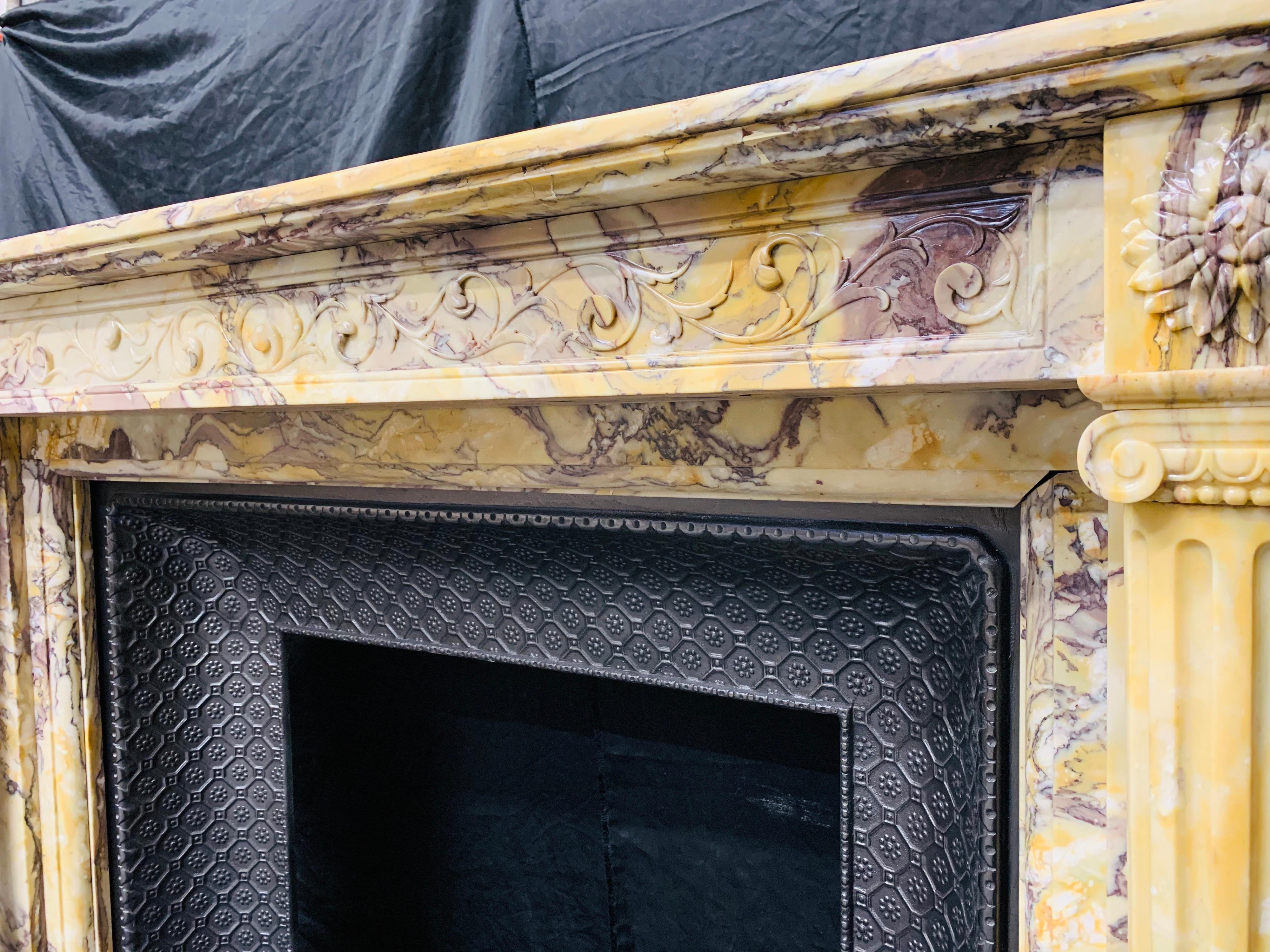 Mid-19th Century French Neoclassical Giallo di Siena Marble Fireplace Surround For Sale 4