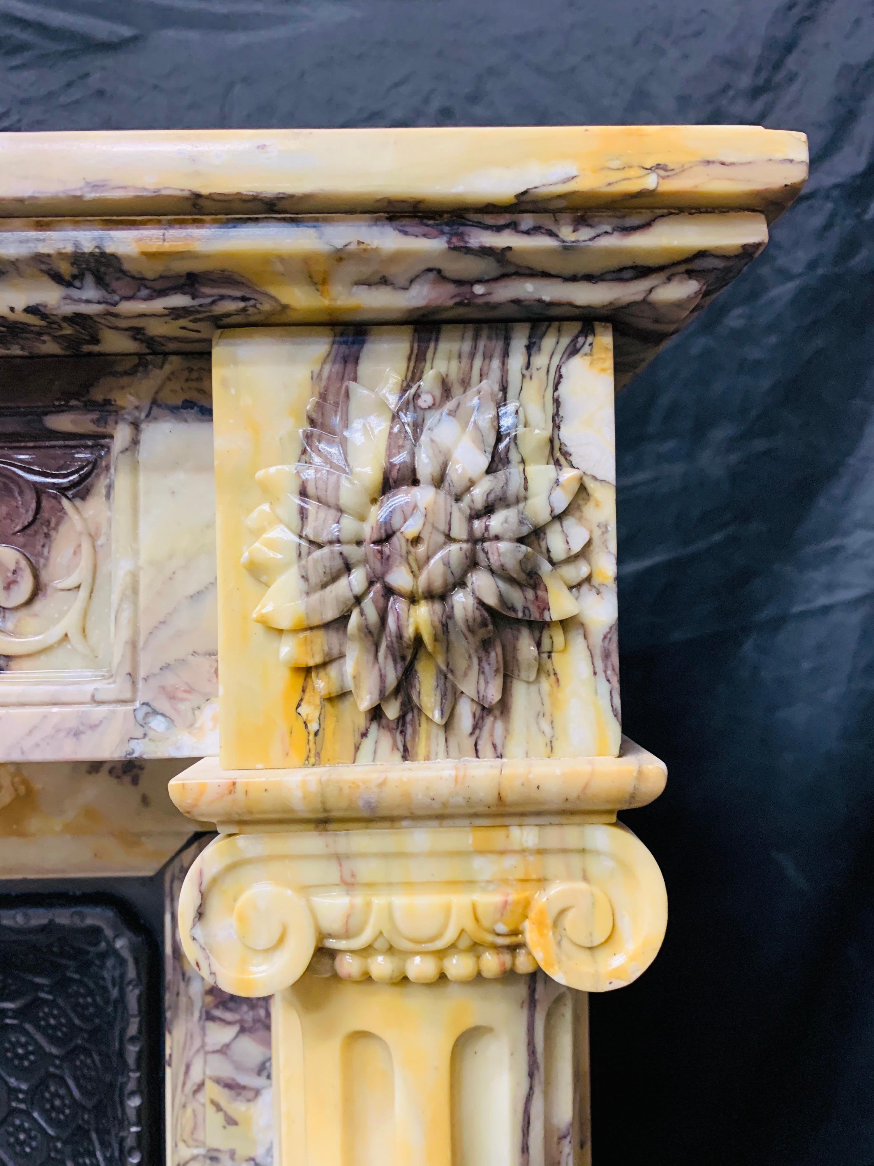 Mid-19th Century French Neoclassical Giallo di Siena Marble Fireplace Surround For Sale 7