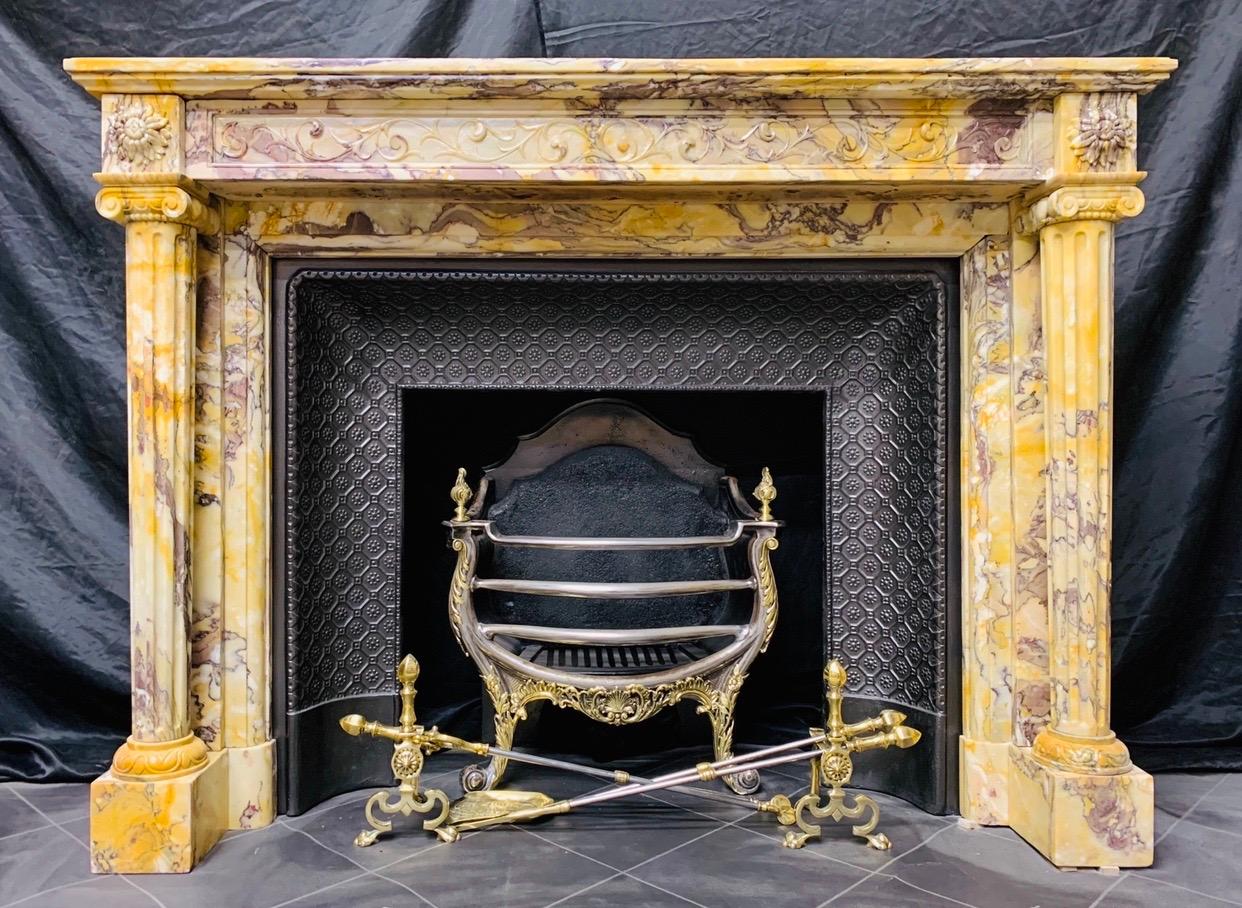 Mid-19th Century French Neoclassical Giallo di Siena Marble Fireplace Surround For Sale 12