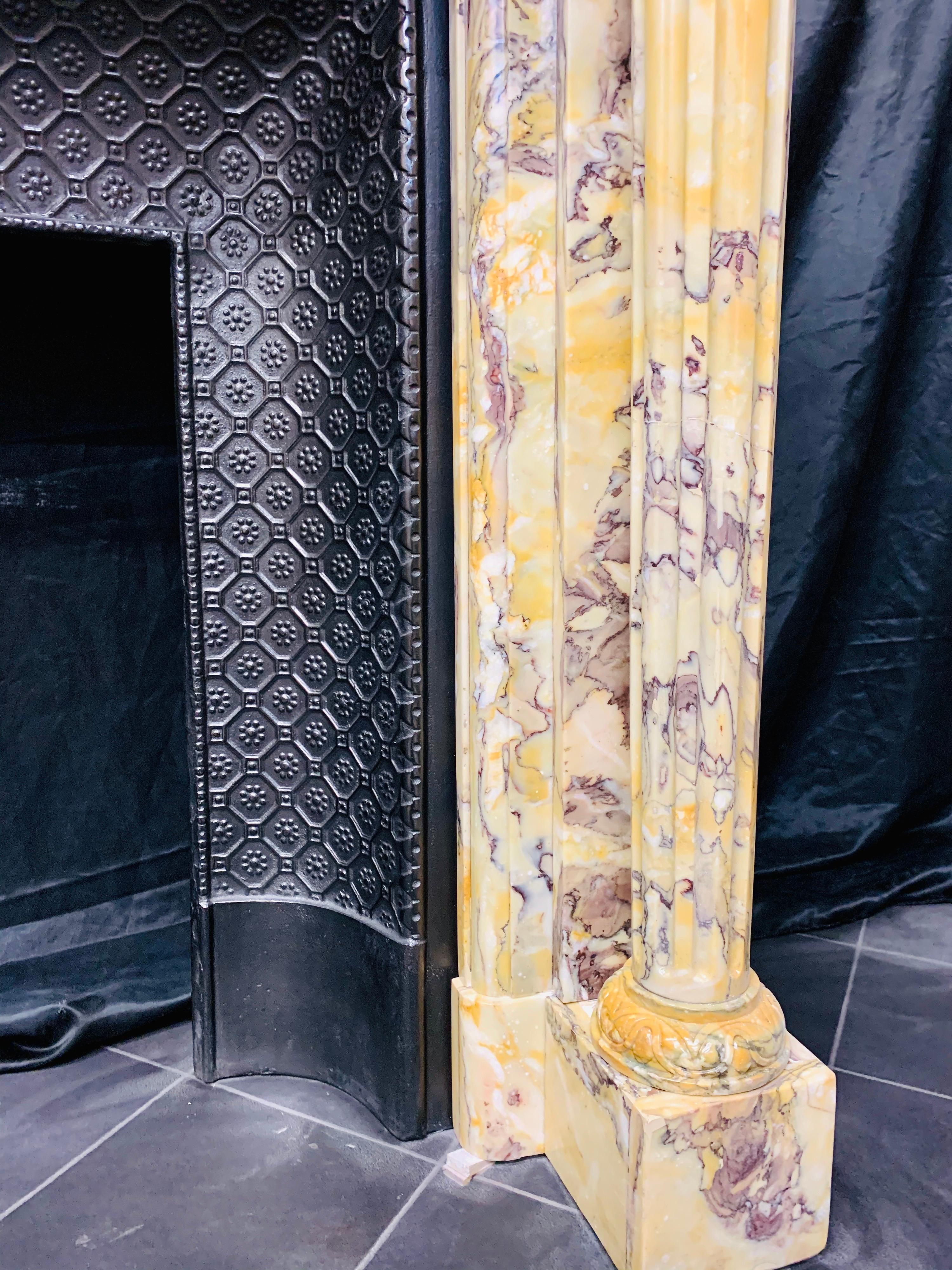 Mid-19th Century French Neoclassical Giallo di Siena Marble Fireplace Surround In Good Condition For Sale In Edinburgh, GB