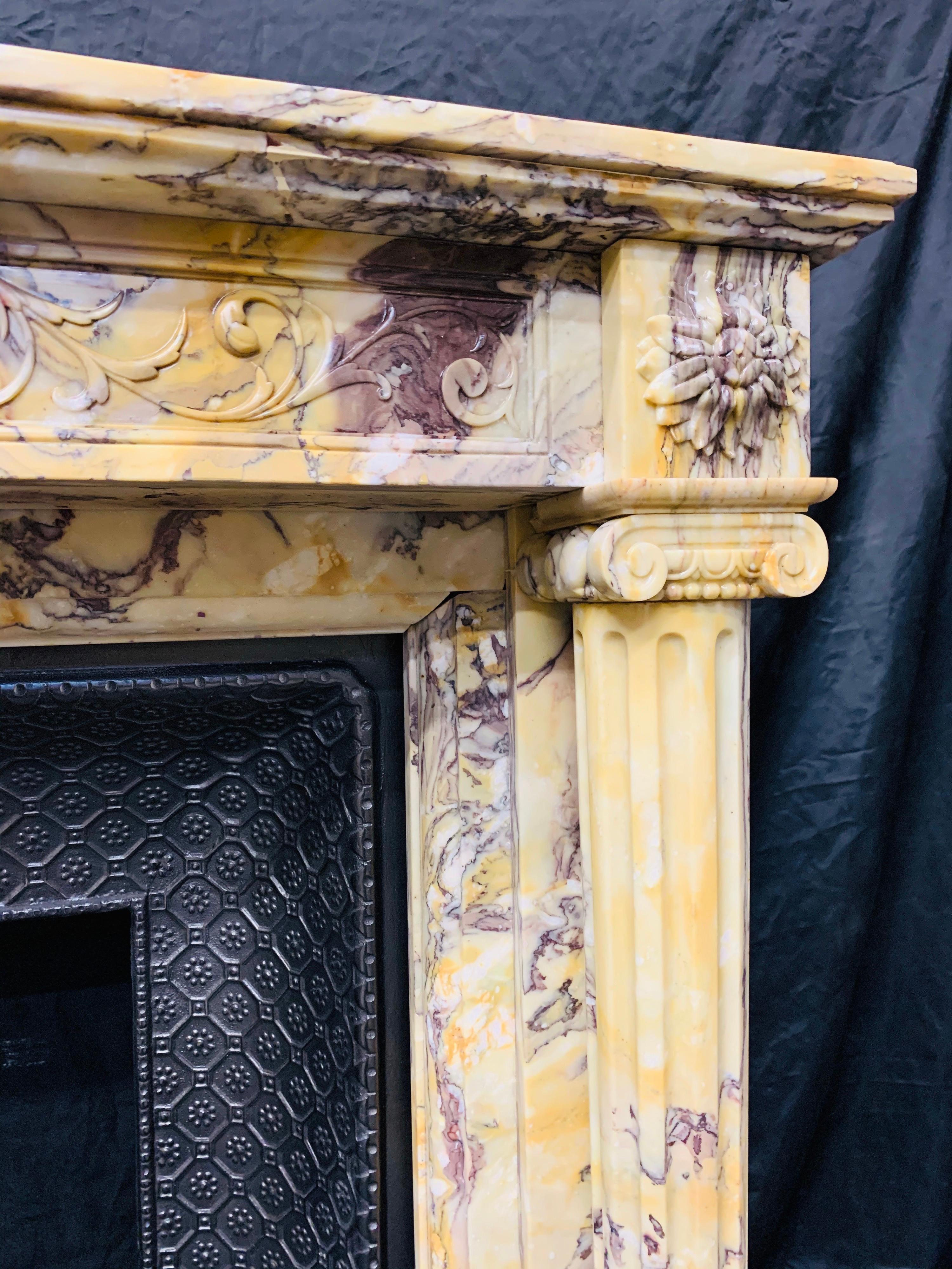 Mid-19th Century French Neoclassical Giallo di Siena Marble Fireplace Surround For Sale 1