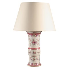 Mid-19th Century French Pink and White Samson Porcelain Vase as a Table Lamp