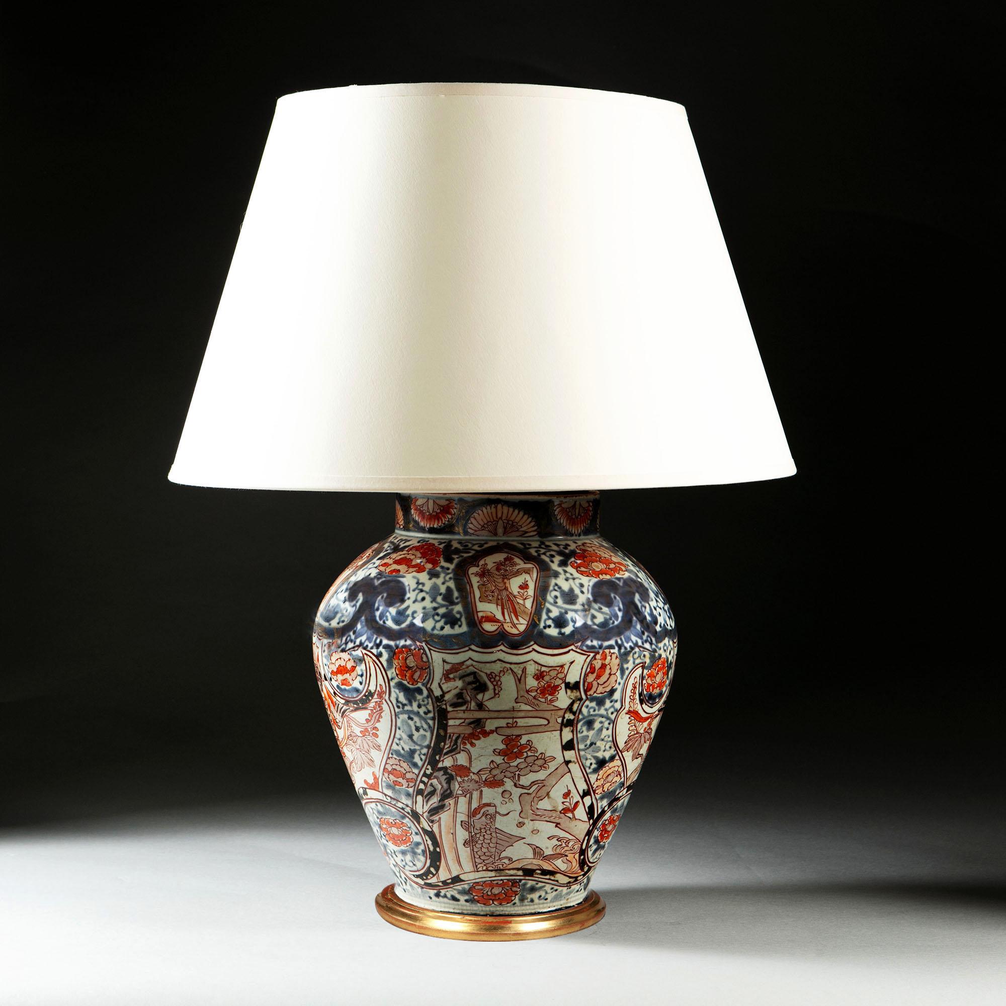 Mid-19th Century Imari Vase as a Table Lamp, Mounted with Giltwood Base 1