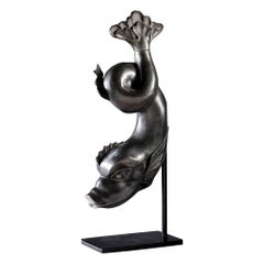 Mid-19th Century Italian Lead Dolphin Spout Mounted on Cast Iron Stand