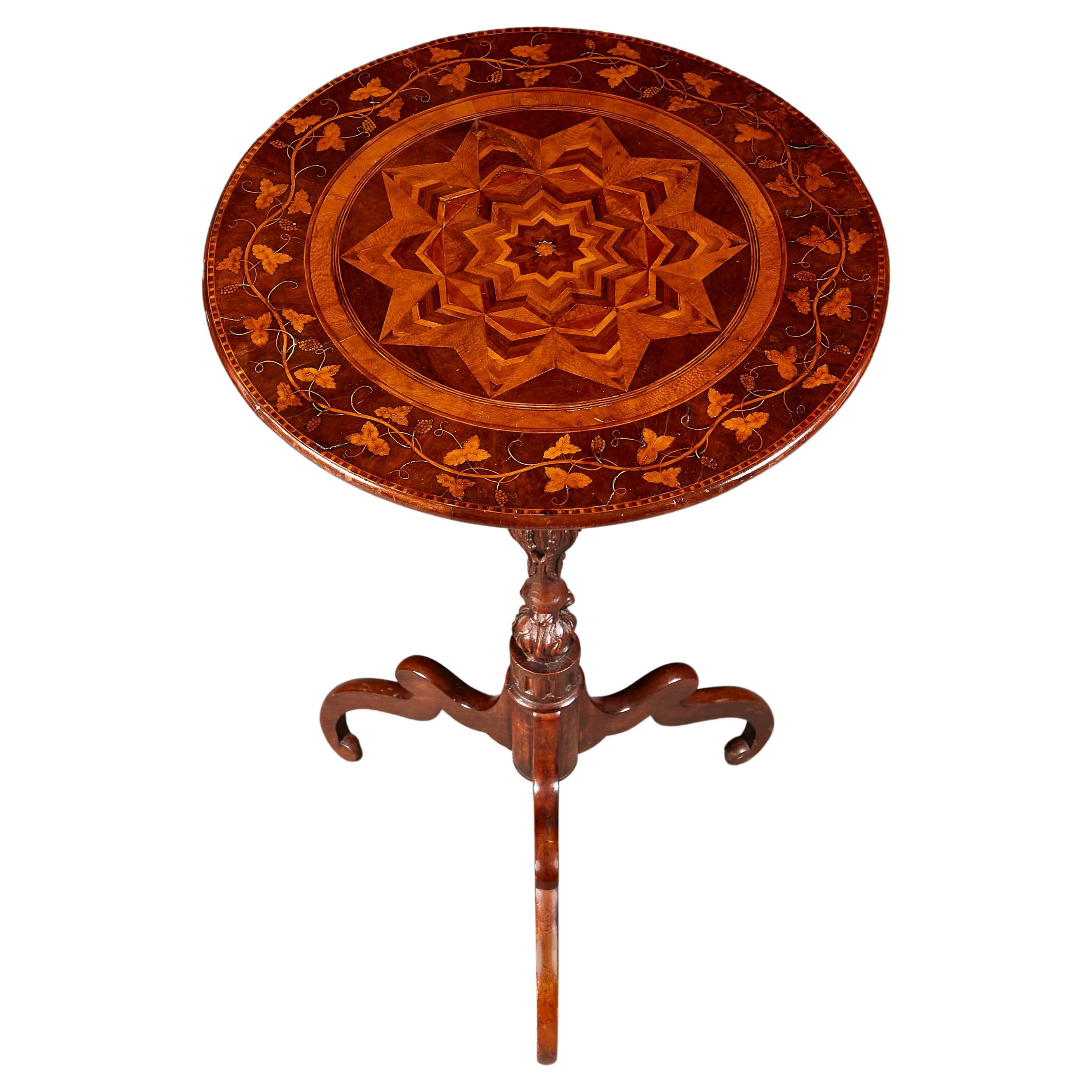 Mid 19th Century Occasional Table with Vine Leaf Decoration For Sale