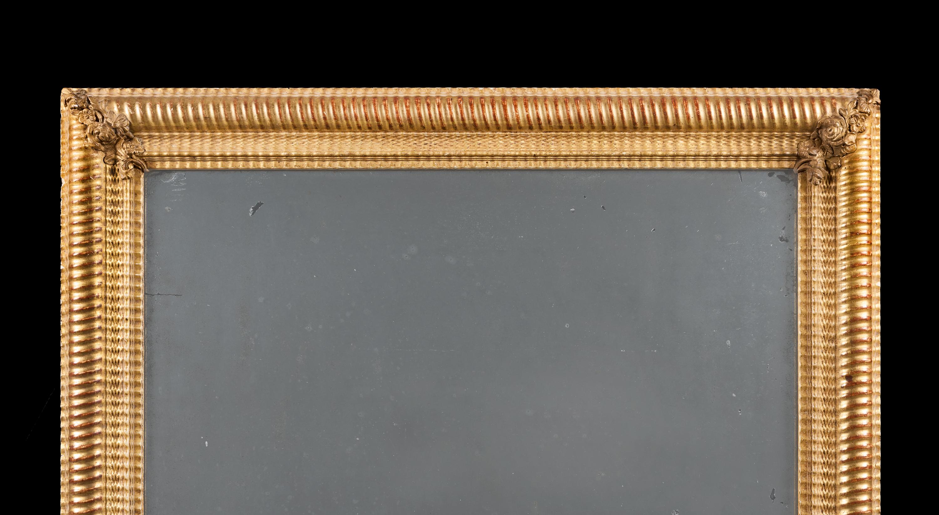 English A Mid 19th Century Rectangular Giltwood Ripple Mould Mirror For Sale