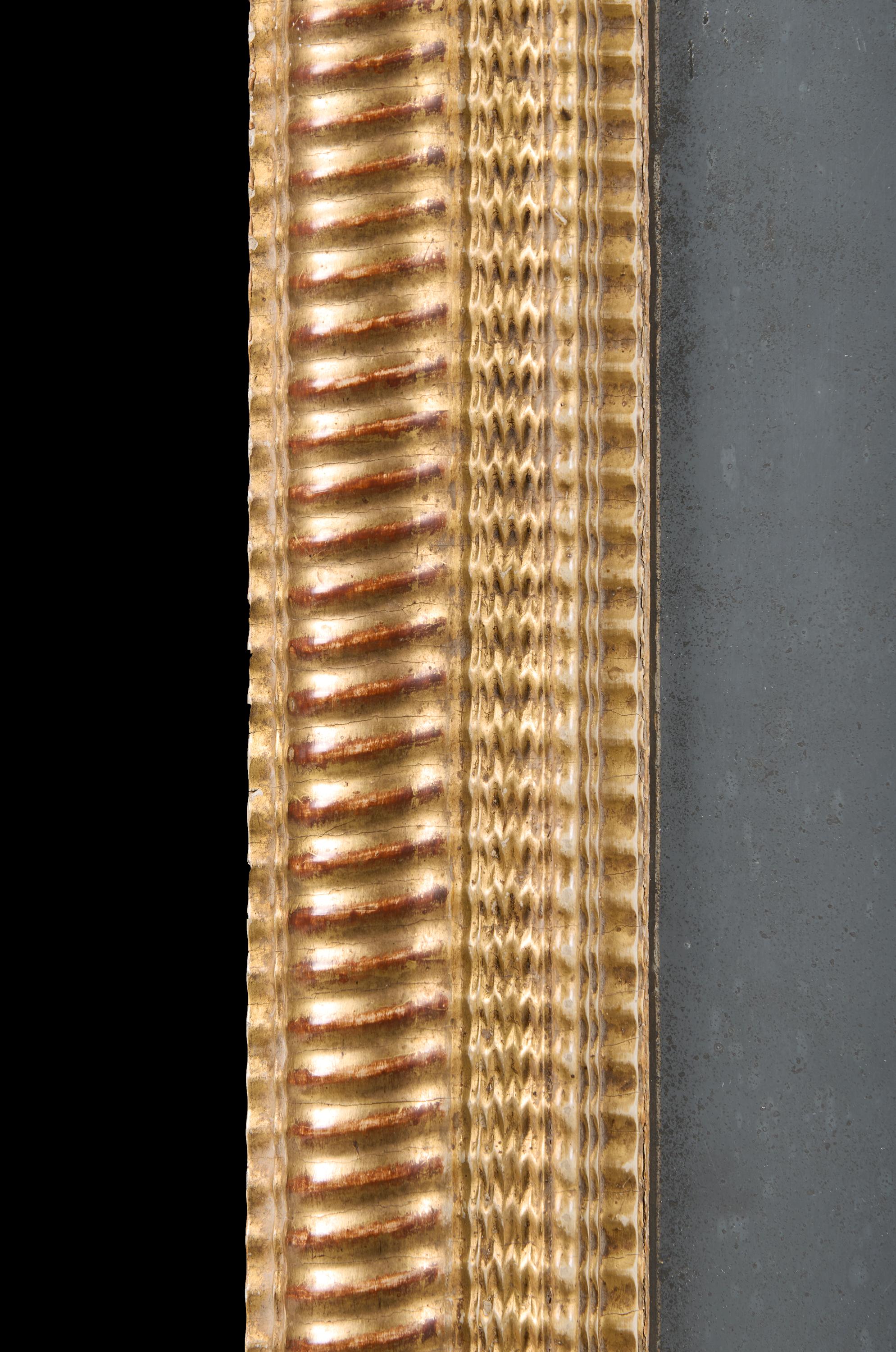 A Mid 19th Century Rectangular Giltwood Ripple Mould Mirror For Sale 1