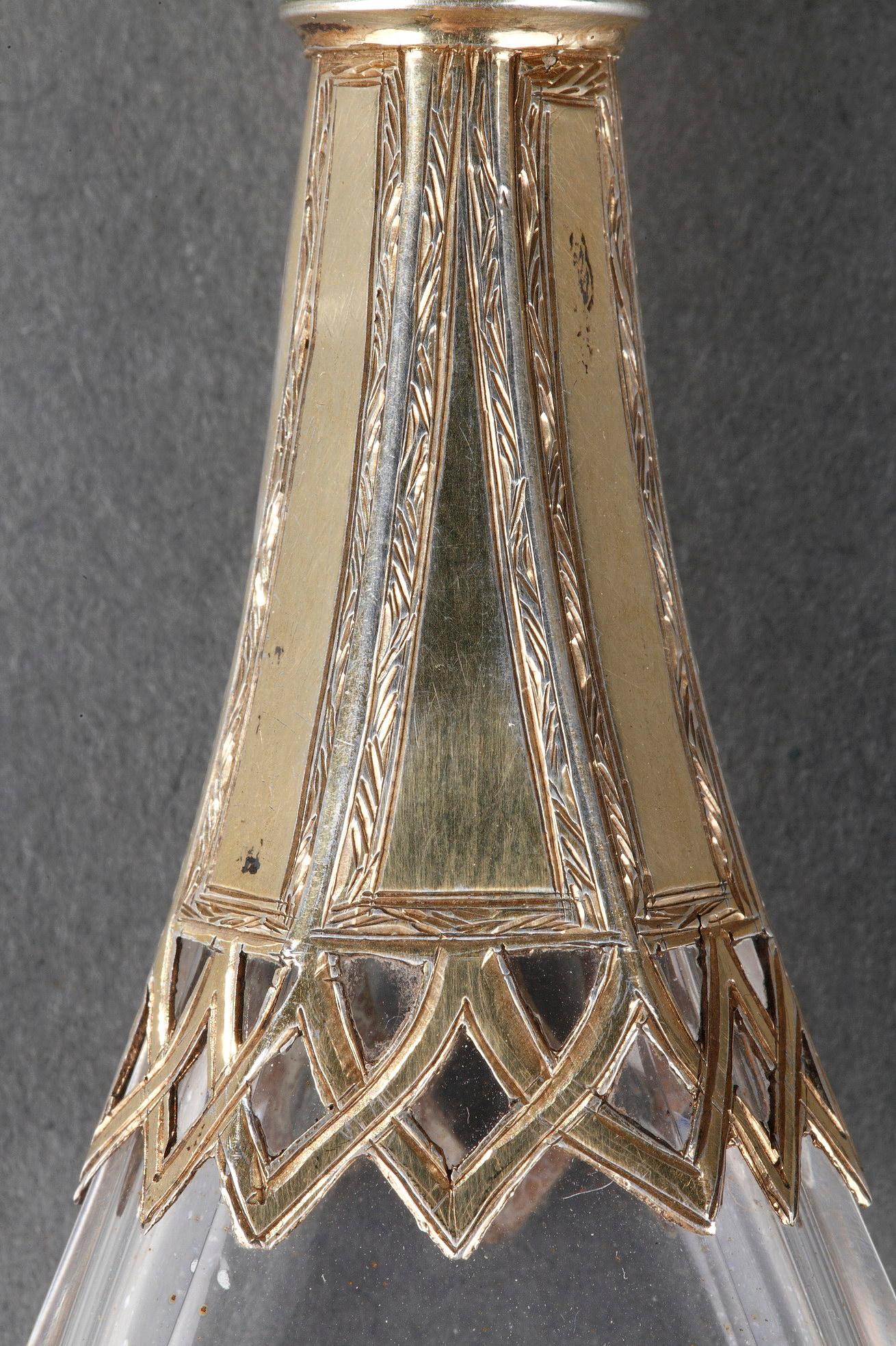 Women's or Men's Mid-19th Century Silver Mounted Glass Scent Bottle For Sale