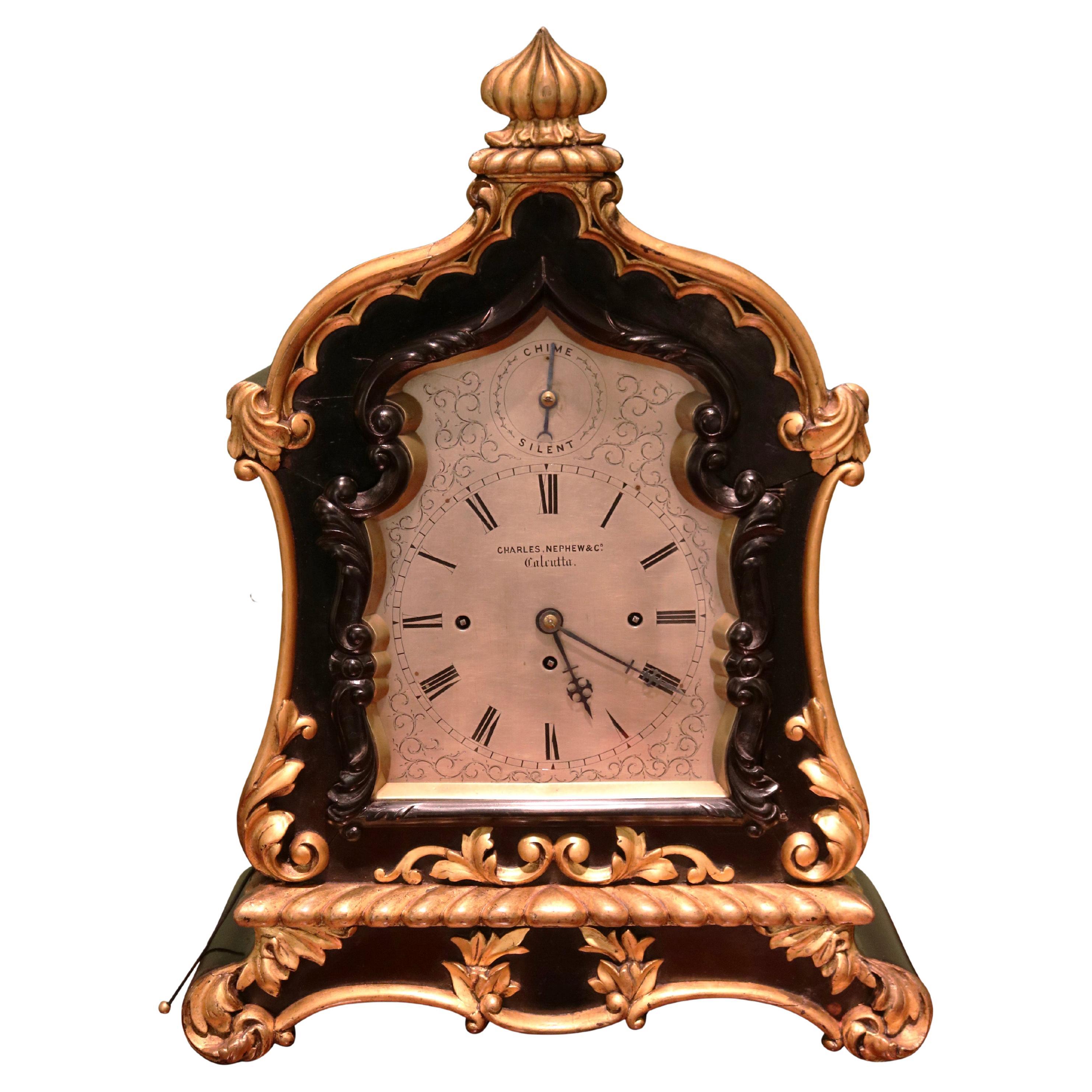 A mid 19th century striking bracket clock by Charles, Nephew & Co Calcutta For Sale