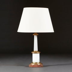 Mid 19th Century White Opaline Column Lamp