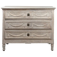 Antique Mid-19th Century White Painted and Carved French Commode