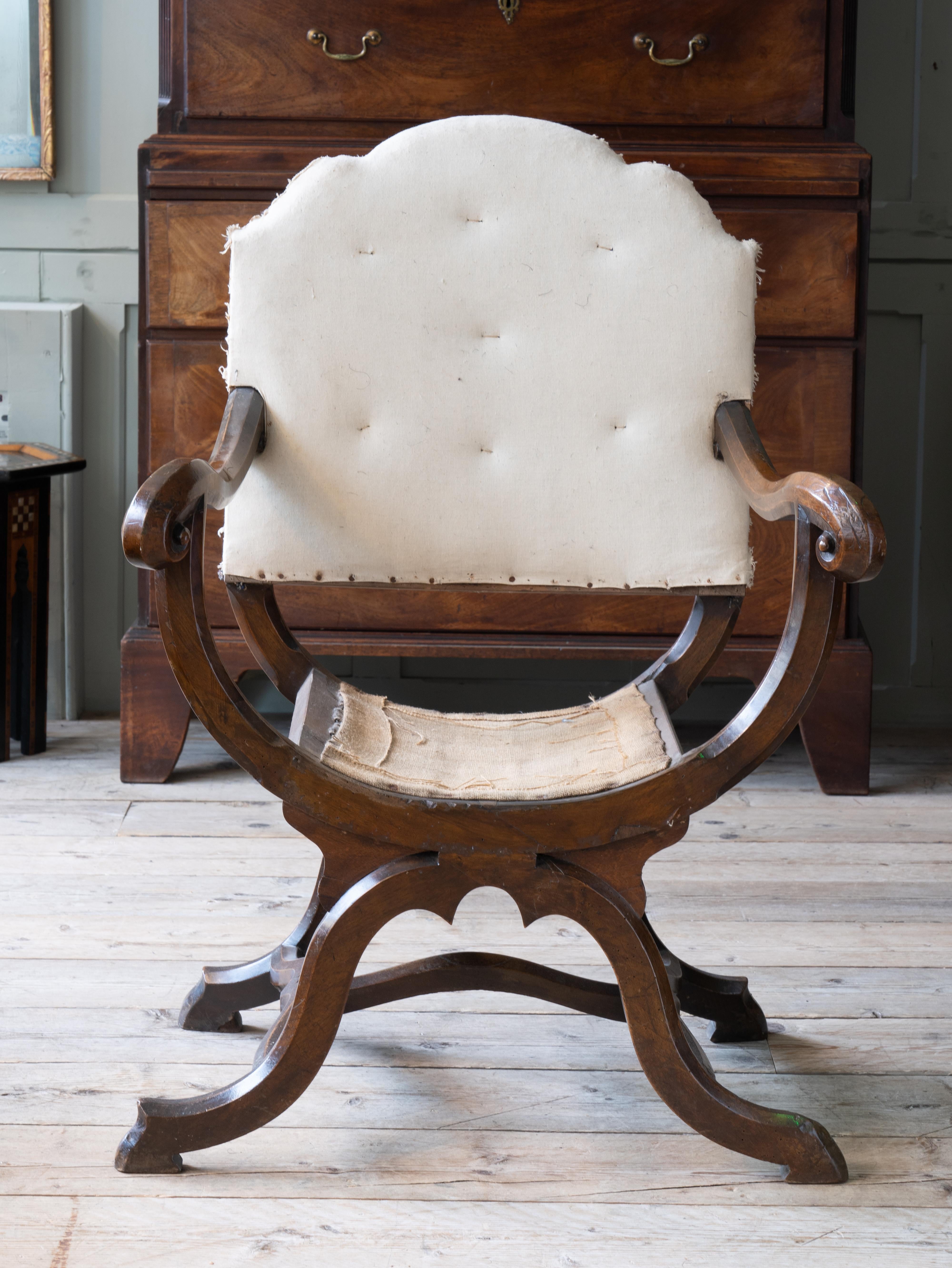 Mid 19th Century X Frame Armchair In Good Condition In Conwy, GB