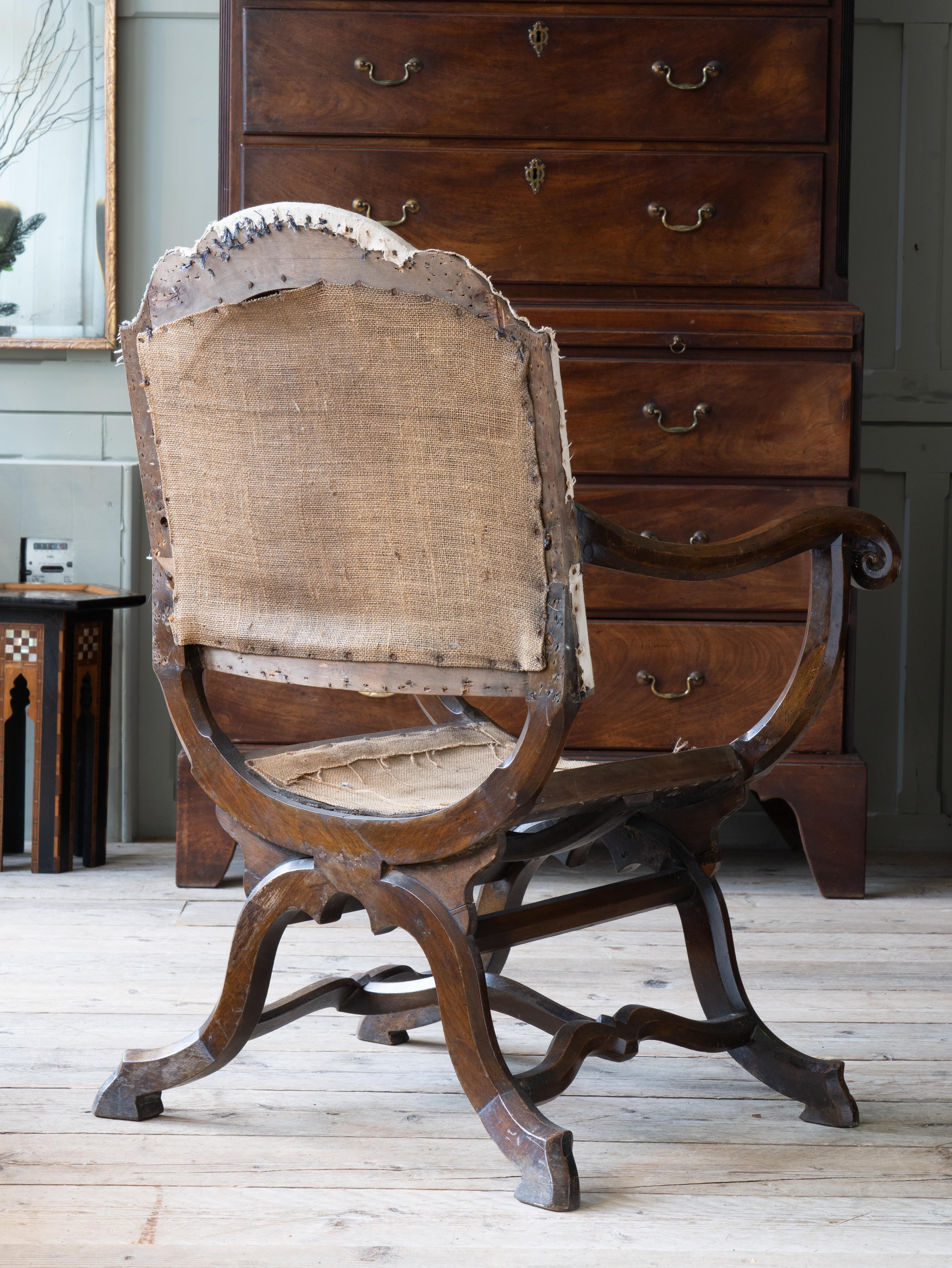 Mid 19th Century X Frame Armchair 1