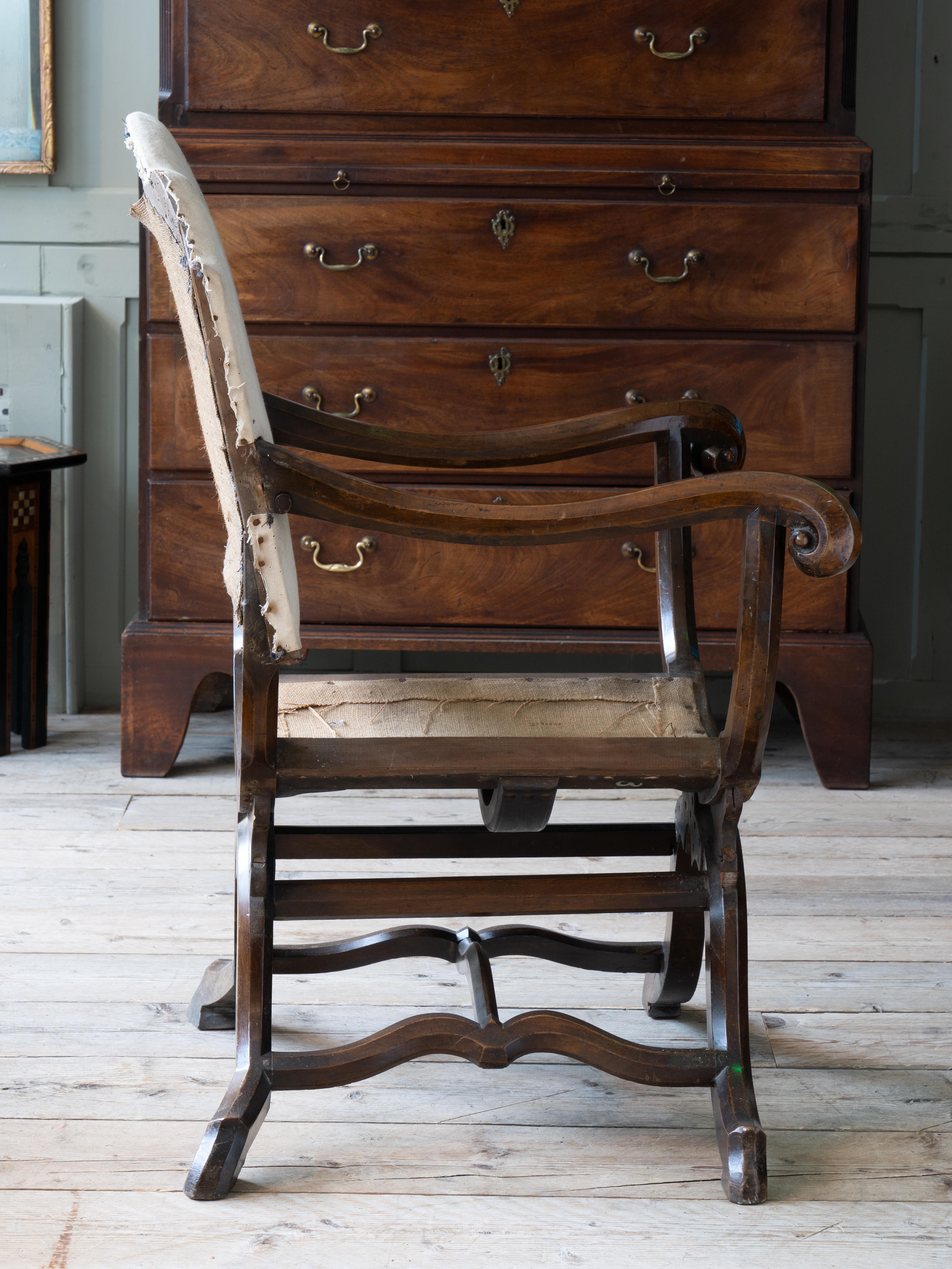 Mid 19th Century X Frame Armchair 2
