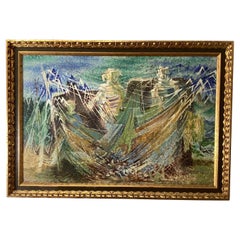 Peinture à l'huile abstraite du milieu du 20e siècle par Raphael Sabatini (1898-1985)
