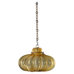 A Mid-20th Century Amber Murano Glass Gourd Lantern
