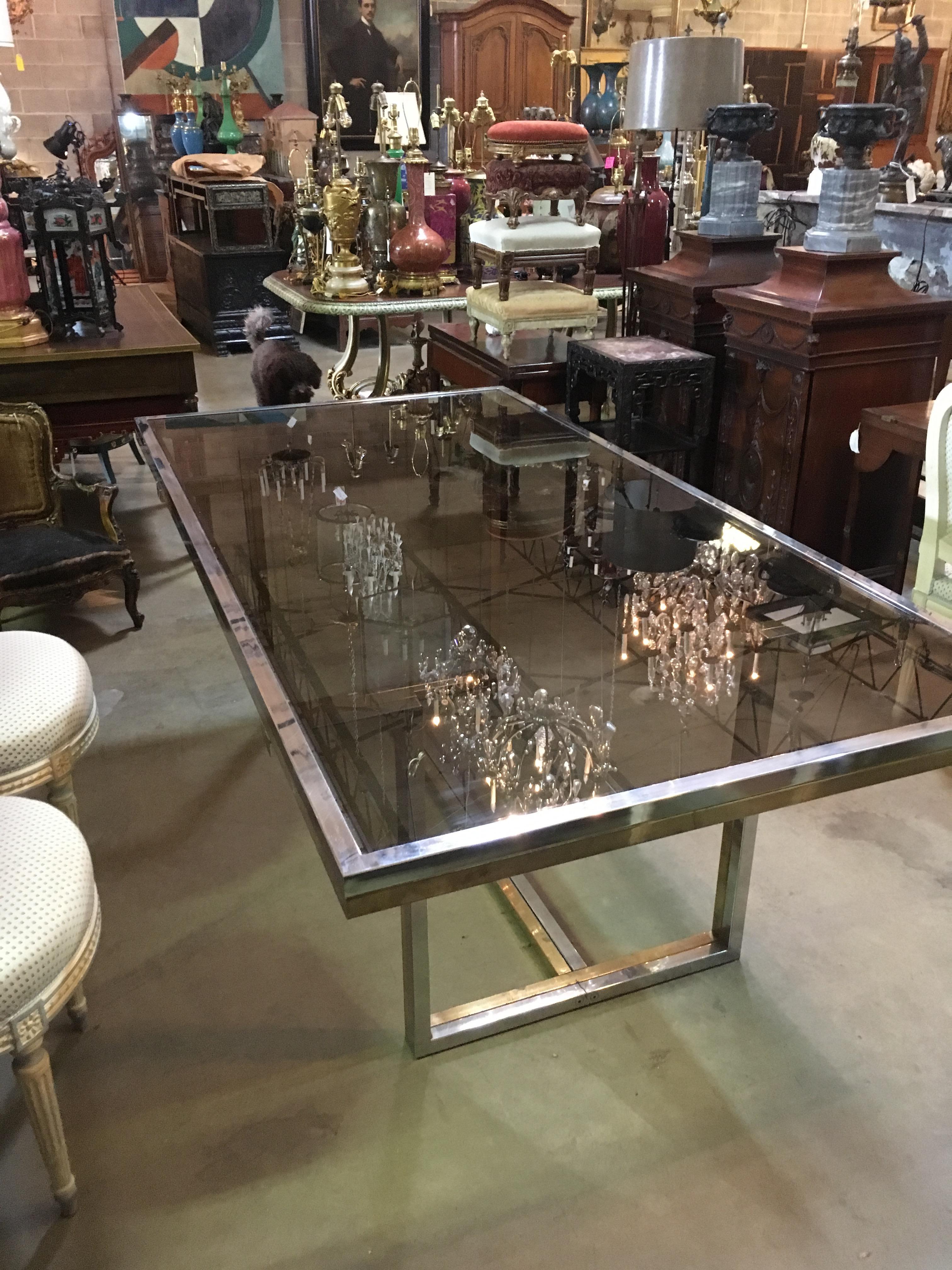 Mid-Century Modern Mid-20th Century Brass and Chrome Dining Table