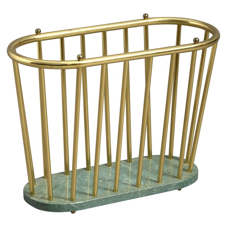 Mid-20th Century Brass and Marble Magazine Rack For Sale at 1stDibs