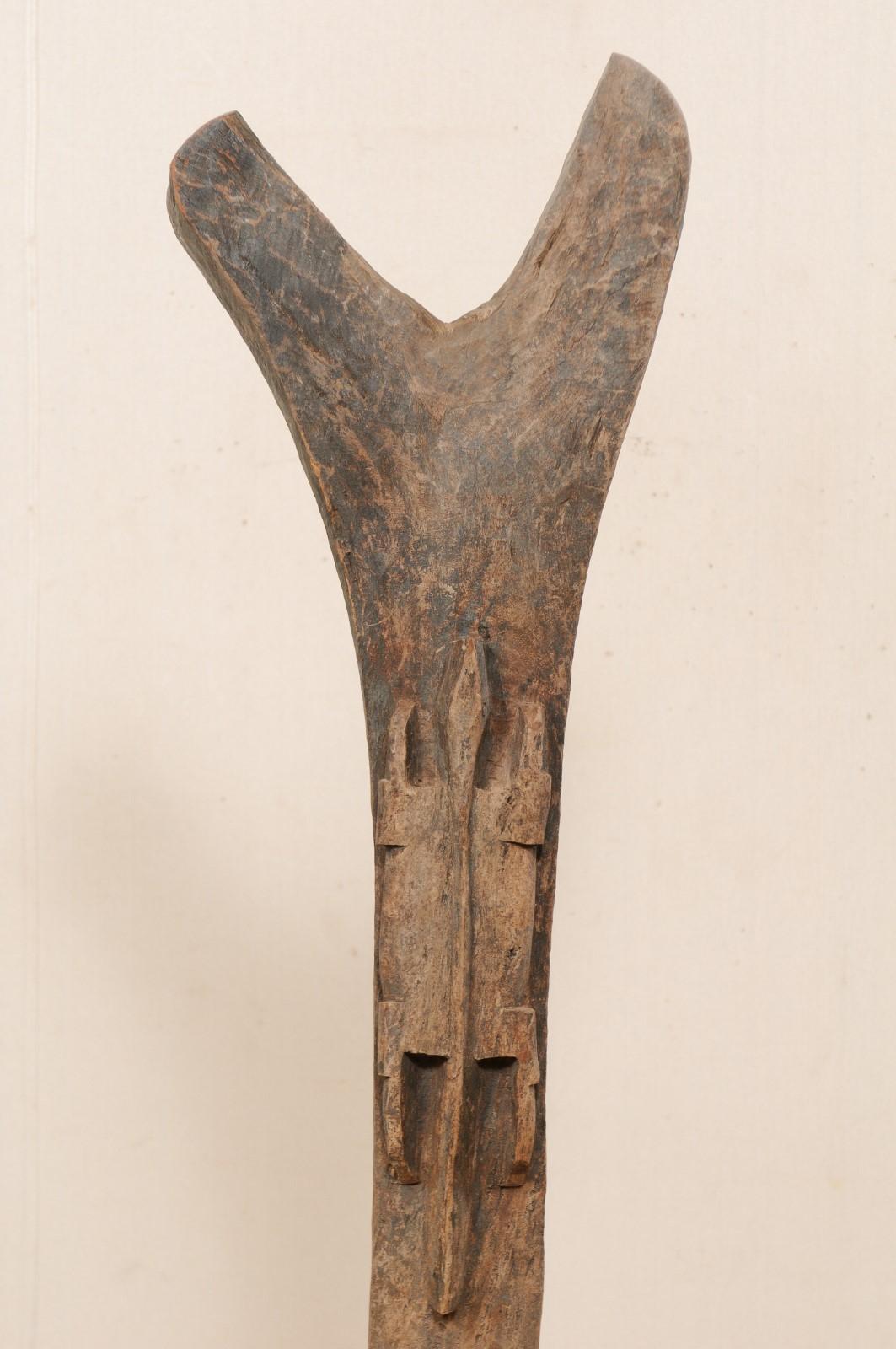 Hand-Carved Mid-20th Century Carved Dogon Toguna Post from Mali on Custom Stand