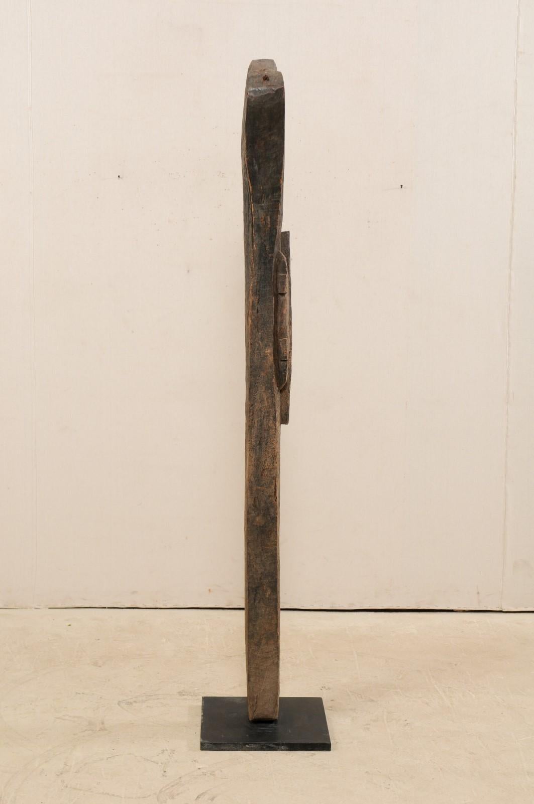 Wood Mid-20th Century Carved Dogon Toguna Post from Mali on Custom Stand
