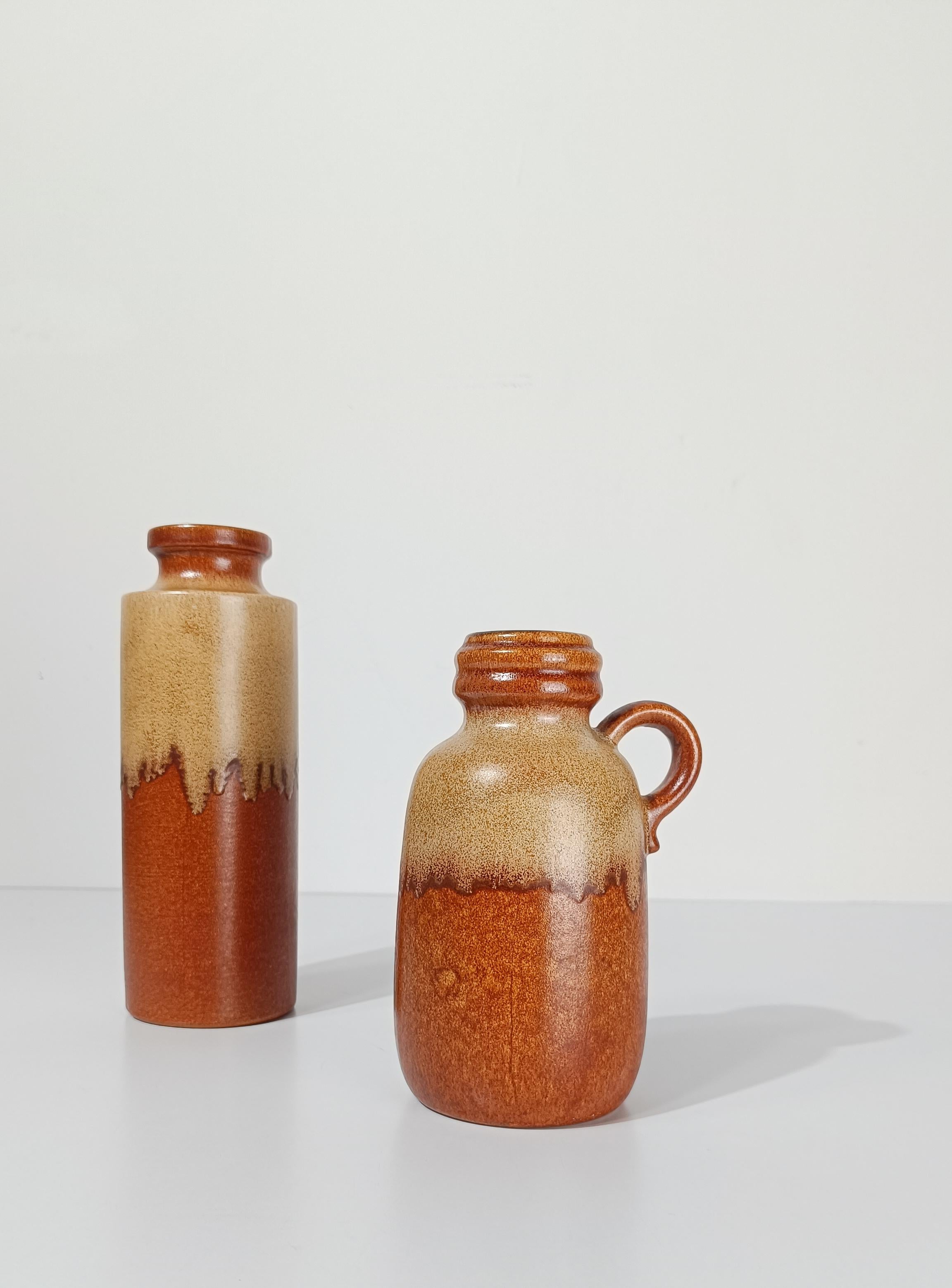 A Mid 20th Century Couple of Vases in Earth Tone Fat Lava Ceramic, West Germany For Sale 8