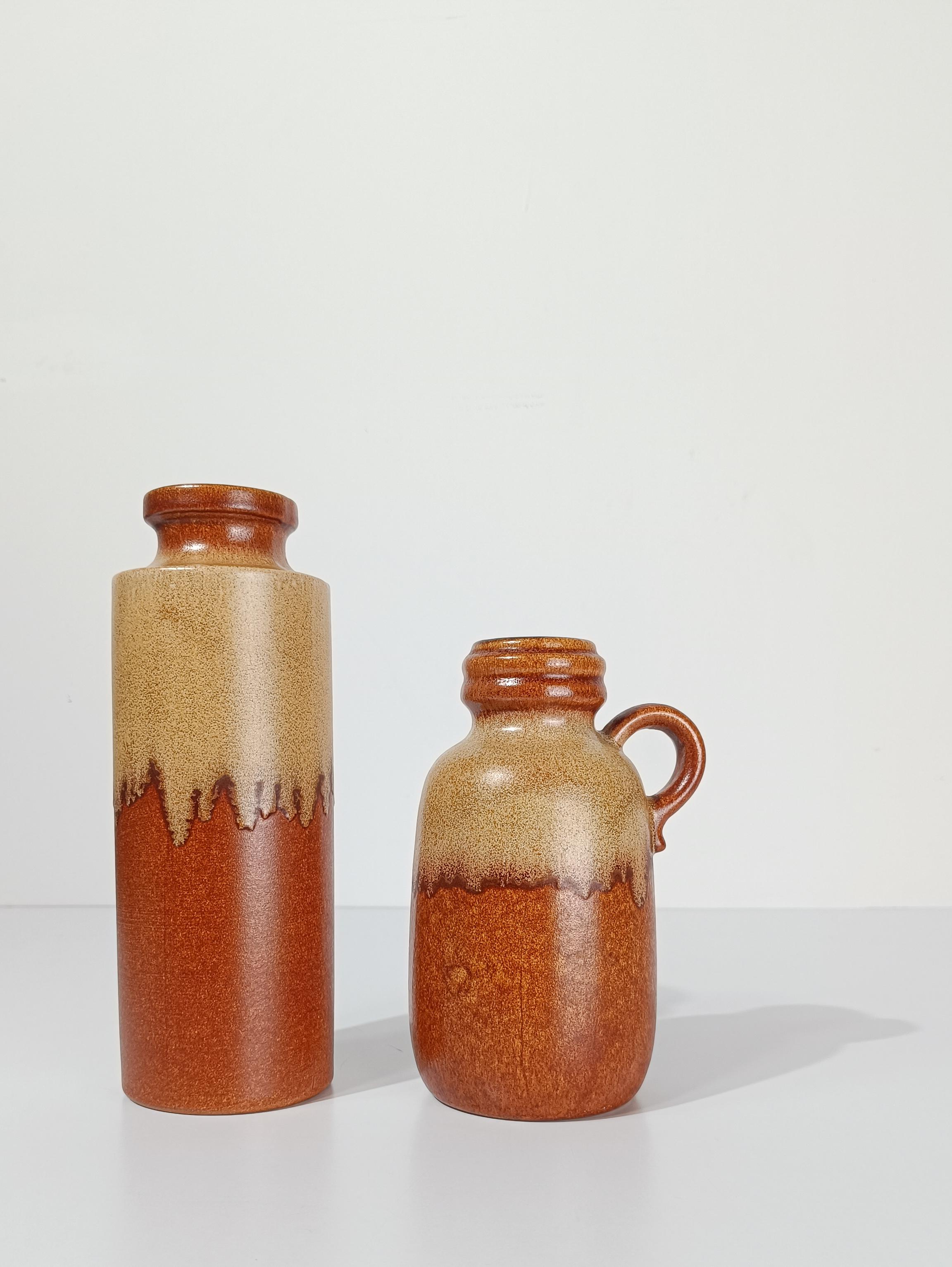 A Mid 20th Century Couple of Vases in Earth Tone Fat Lava Ceramic, West Germany For Sale 9