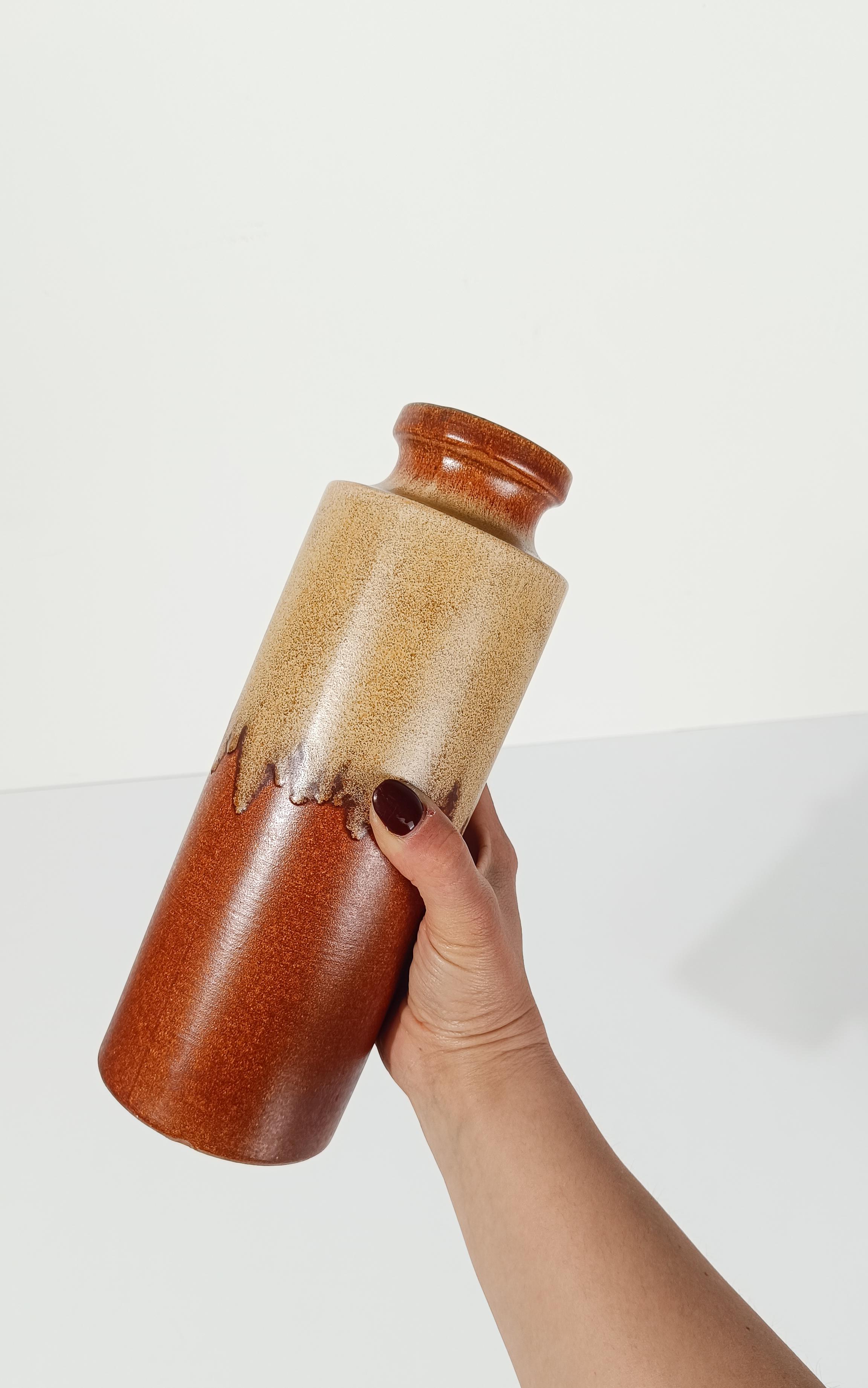 A Mid 20th Century Couple of Vases in Earth Tone Fat Lava Ceramic, West Germany For Sale 2