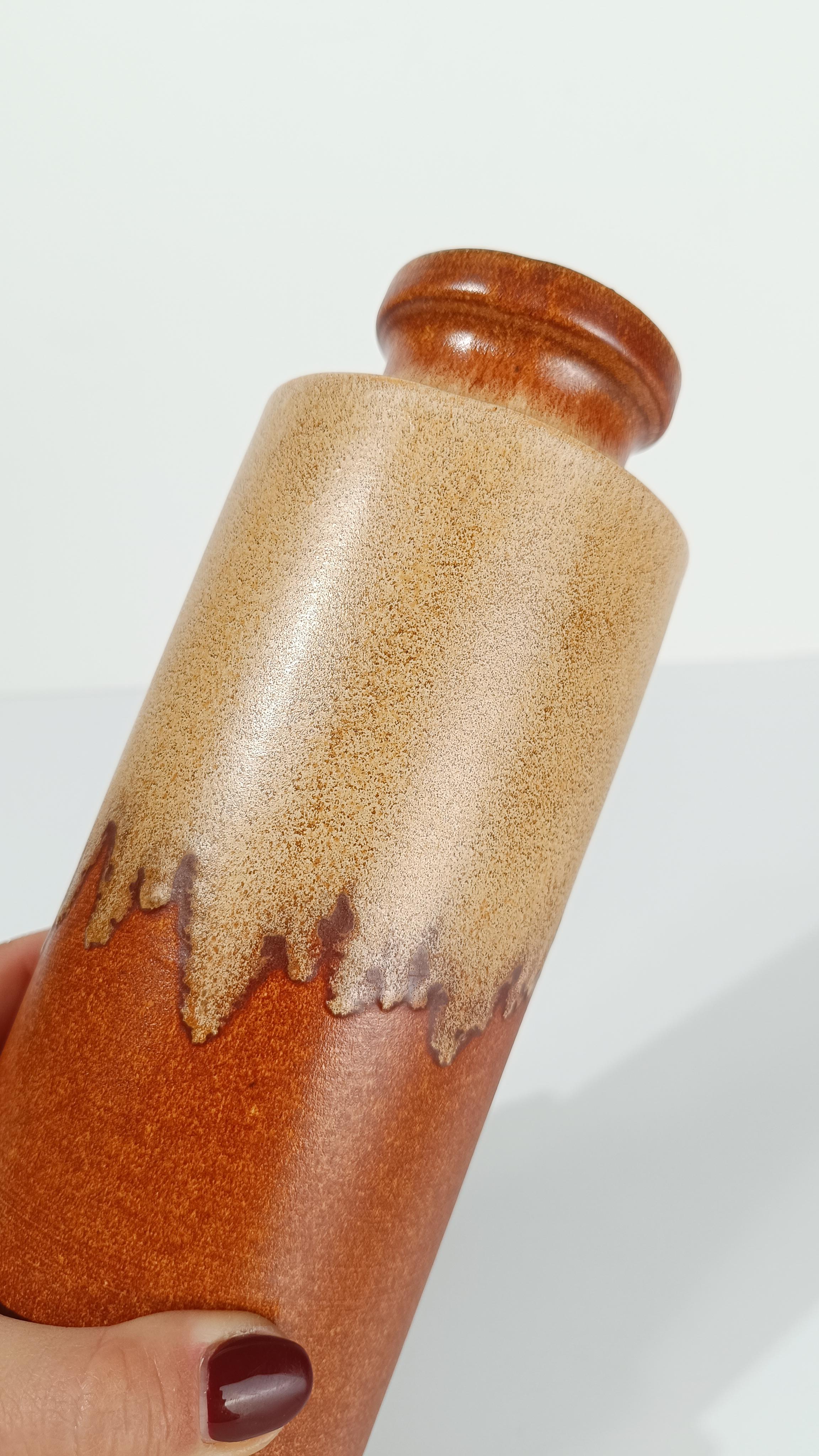 A Mid 20th Century Couple of Vases in Earth Tone Fat Lava Ceramic, West Germany For Sale 3