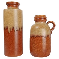 A Mid 20th Century Couple of Vases in Earth Tone Fat Lava Ceramic, West Germany