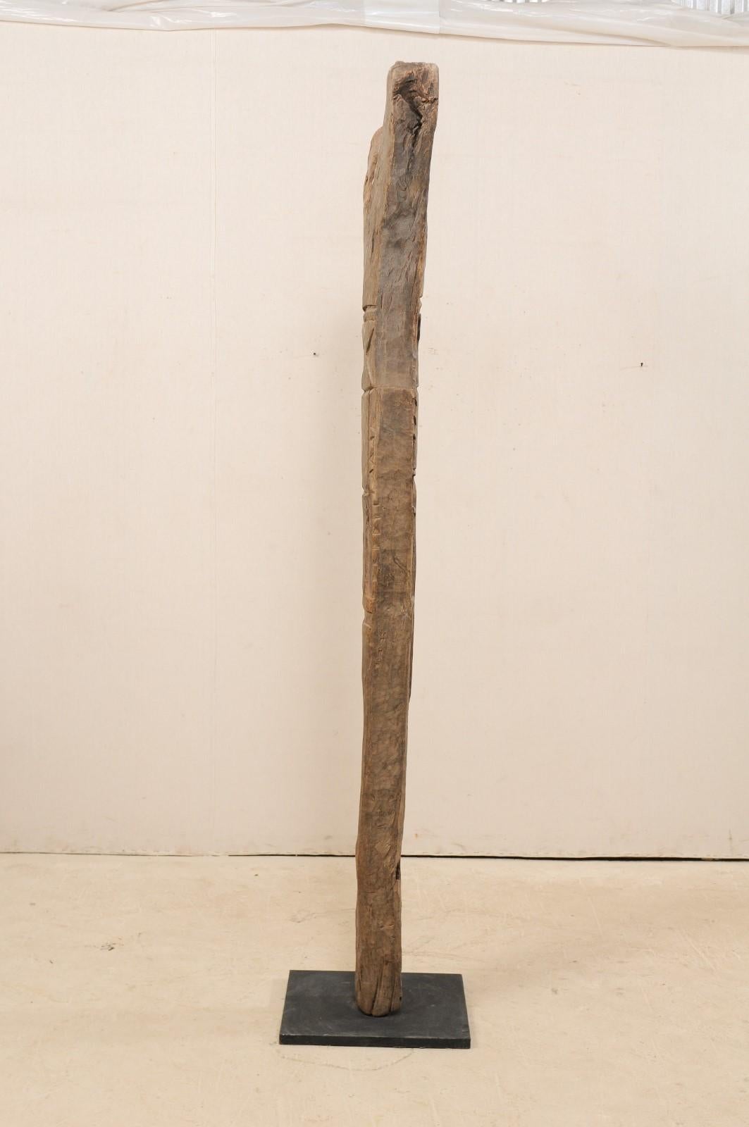 A Dogon Tribe Toguna Post from Mali (Mid 20th C.) on Custom Iron Stand For Sale 2