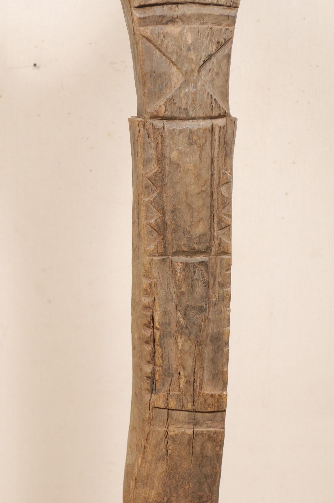 20th Century A Dogon Tribe Toguna Post from Mali (Mid 20th C.) on Custom Iron Stand For Sale