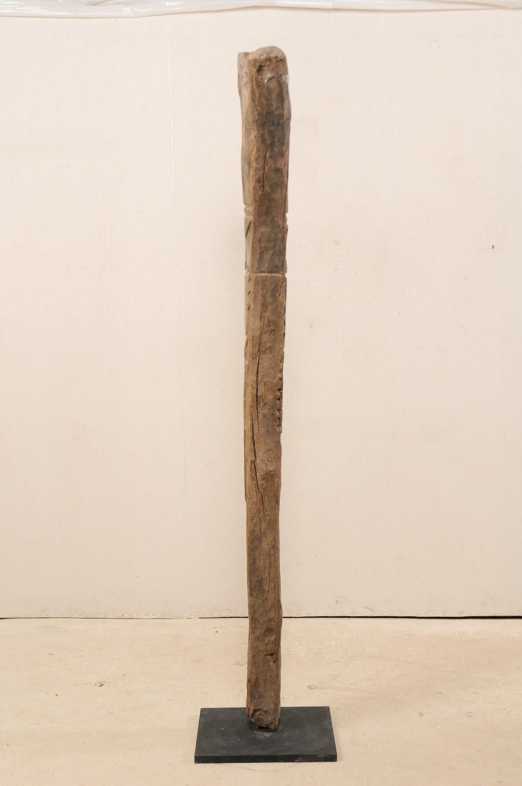 A Dogon Tribe Toguna Post from Mali (Mid 20th C.) on Custom Iron Stand For Sale 1