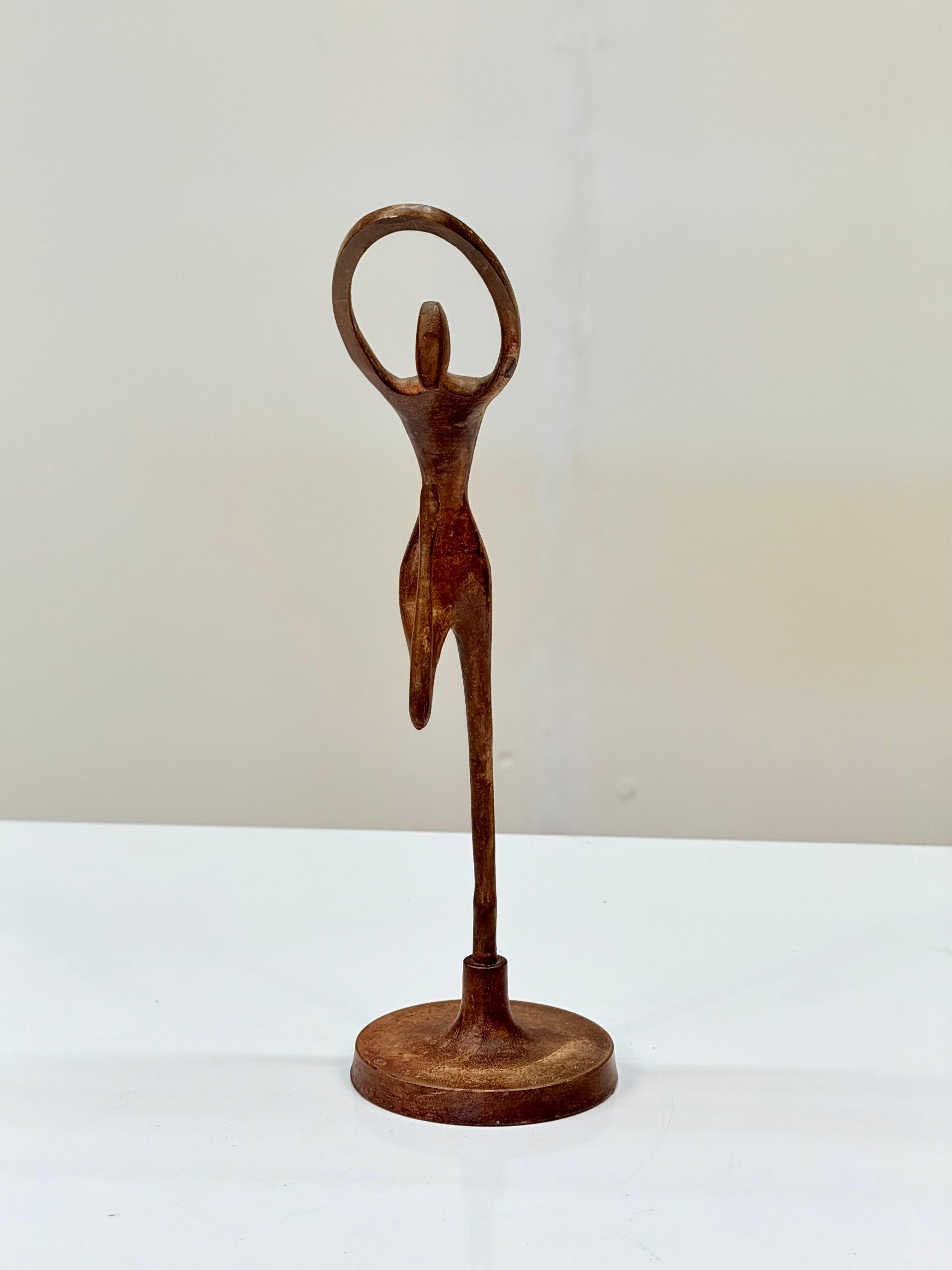 Figurina di ballerina in bronzo francese della metà del XX secolo, stile modernista, anni '50-'60 in vendita 3