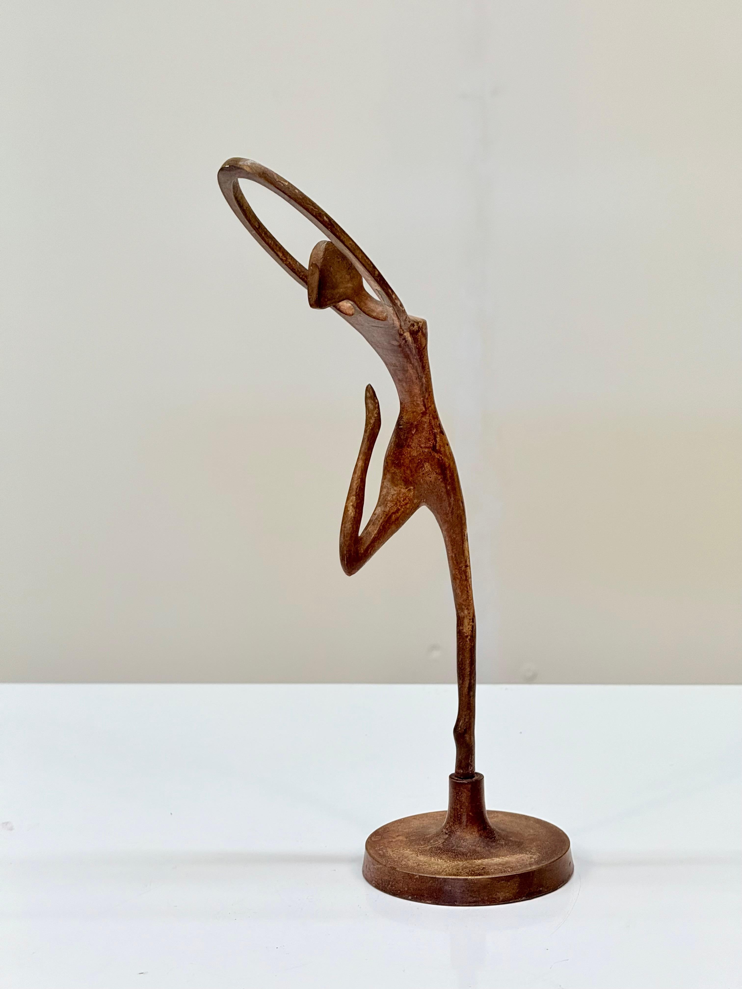 Figurina di ballerina in bronzo francese della metà del XX secolo, stile modernista, anni '50-'60 in vendita 2