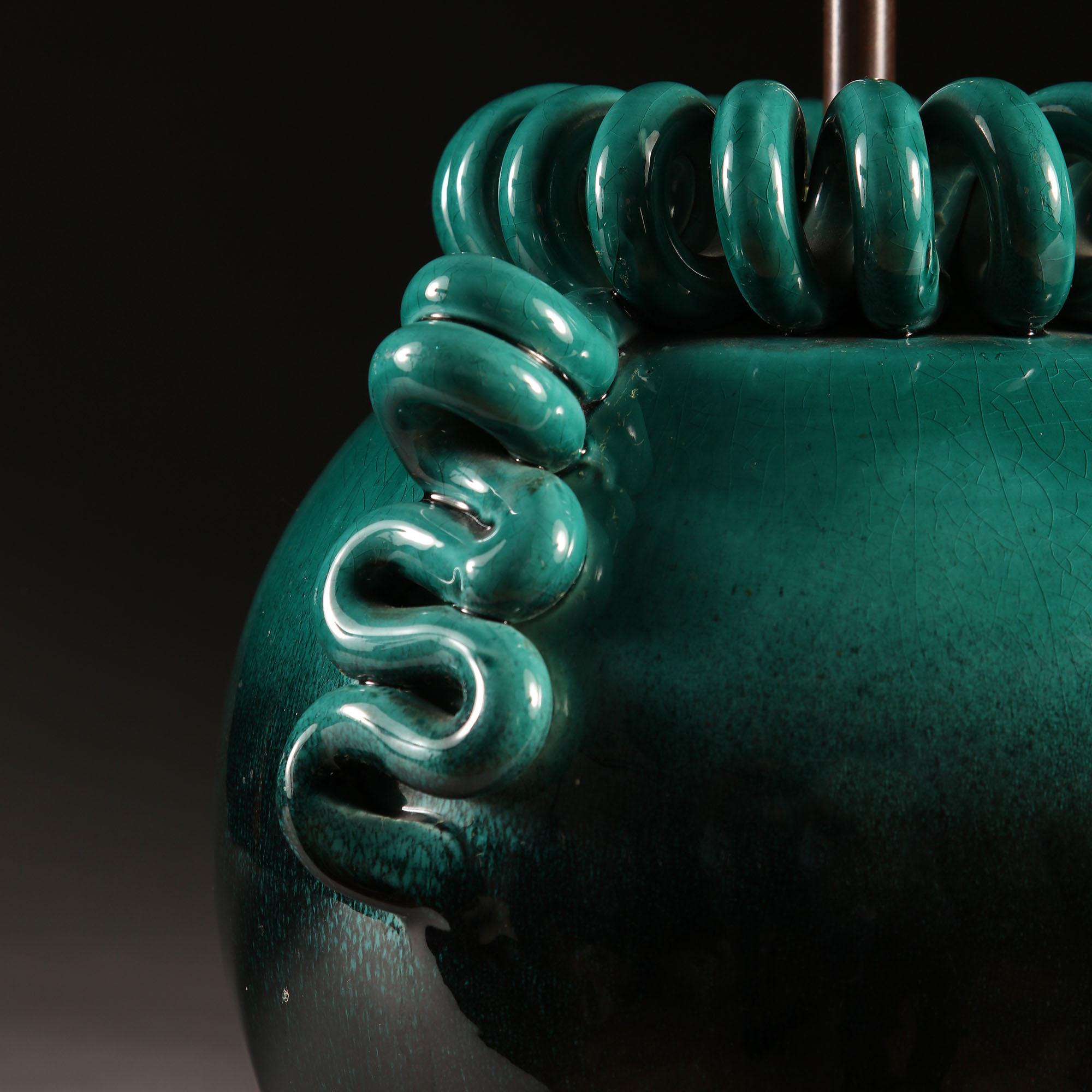 green vase lamp