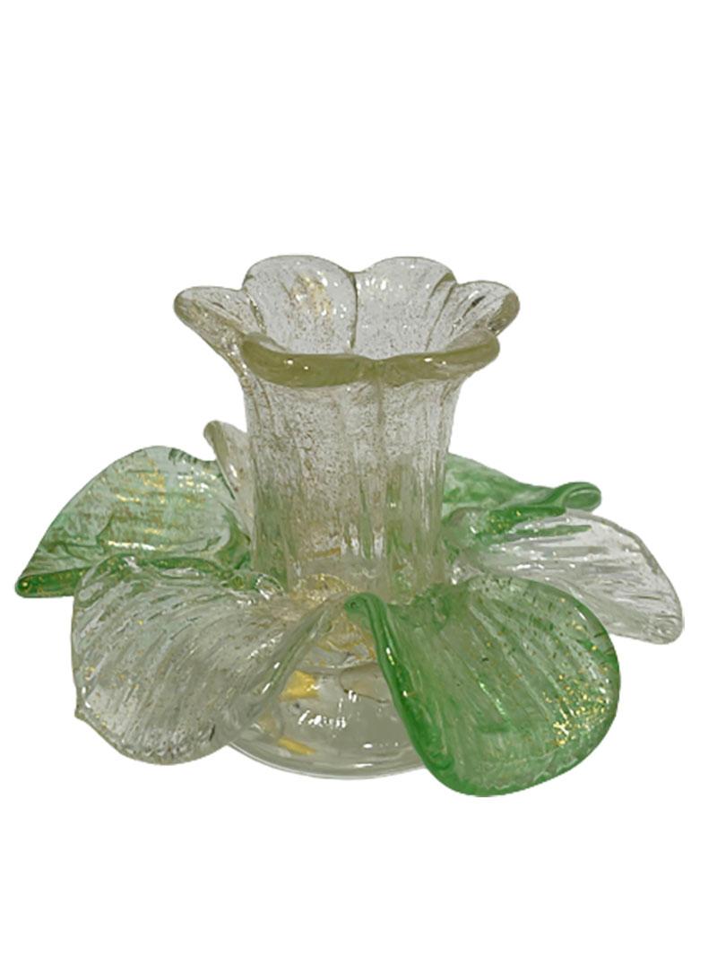 murano glass flower candle holder