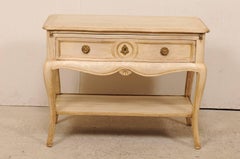 Mid-20th Century Lovely Bleached Wood Single Drawer Chest with Cabriole Legs