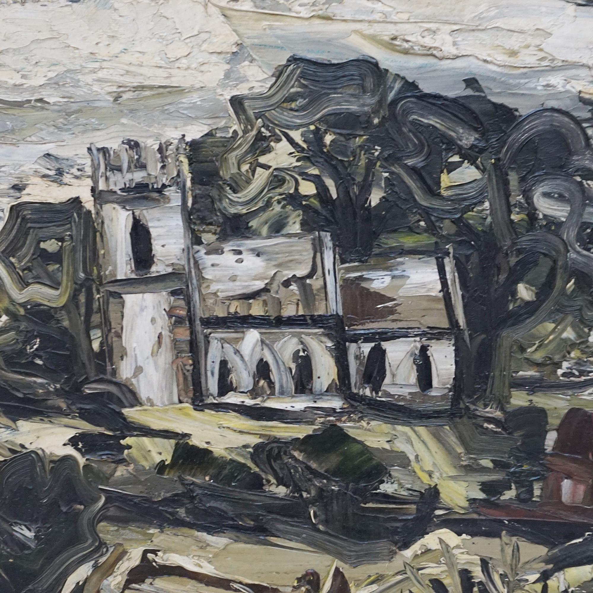 English A mid-20th Century Oil on Board Painting For Sale
