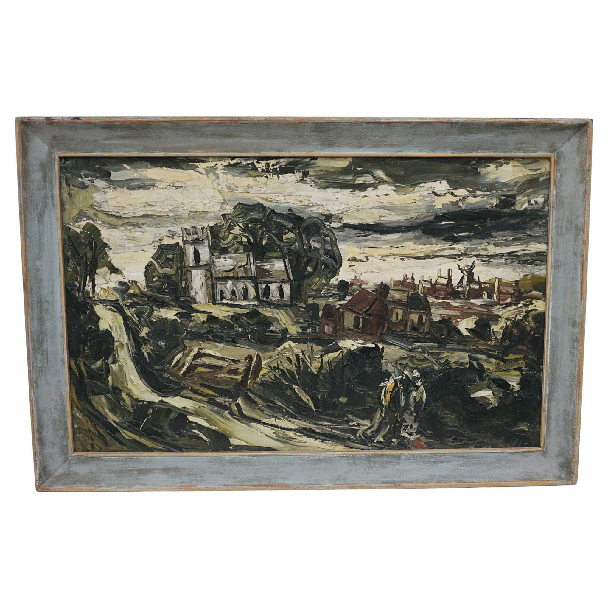 A mid-20th Century Oil on Board Painting For Sale