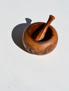 A Mid-20th Century Olive Wood Mortar & Pestle - France