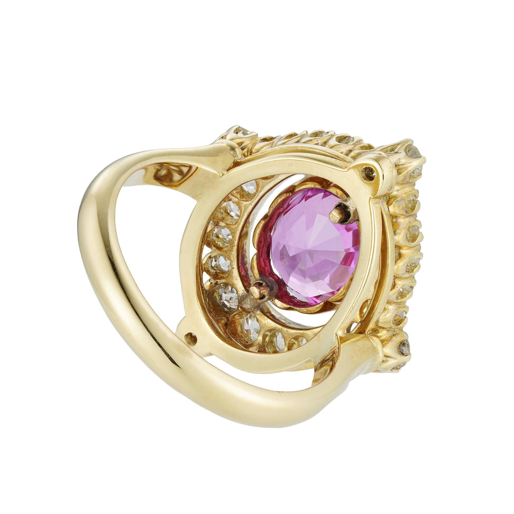 Modern Mid-20th Century Pink Sapphire and Diamond Ring