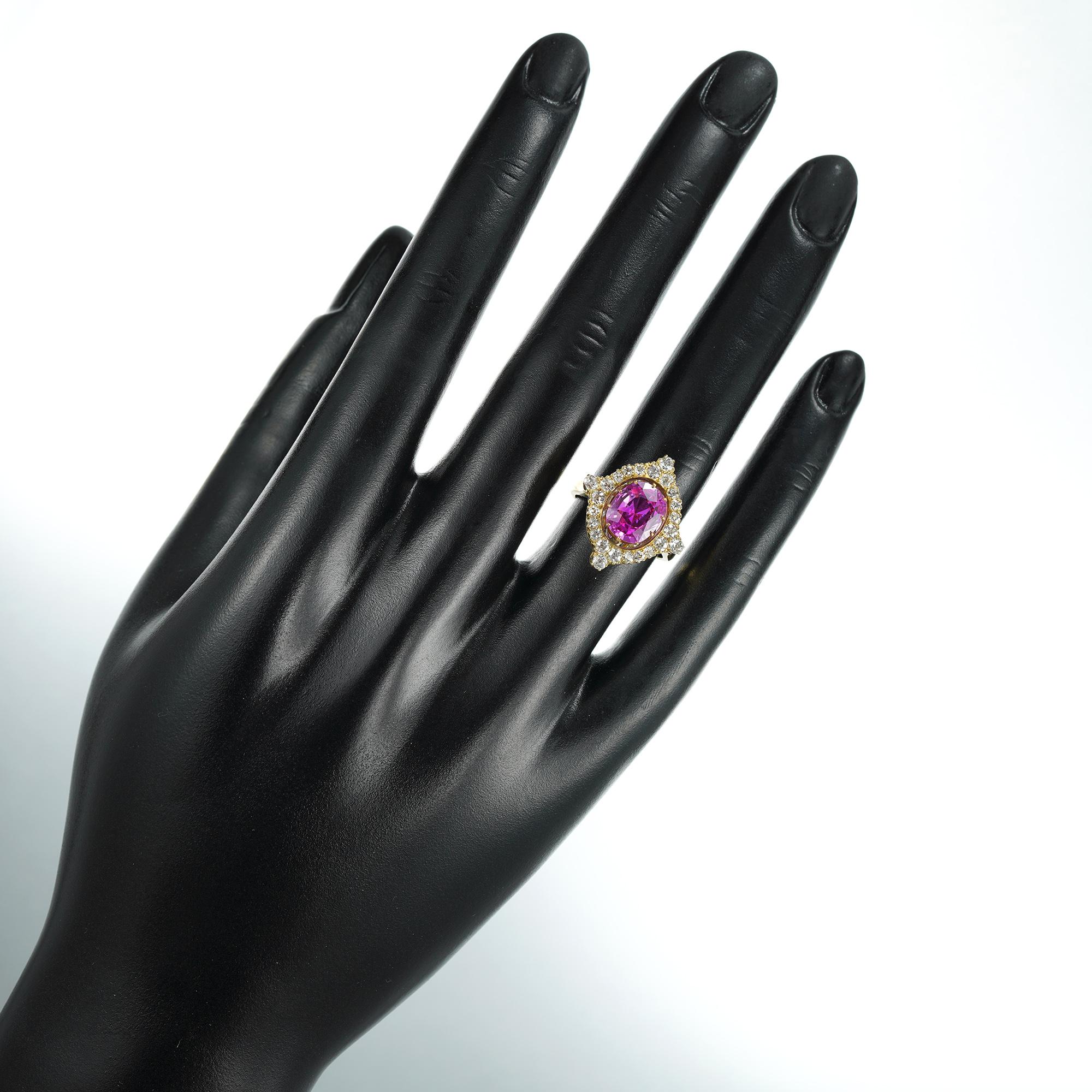 Mid-20th Century Pink Sapphire and Diamond Ring 1