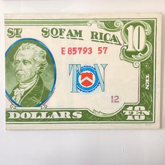 Money Pop Art Painting "Sawbuck" by, Pop Artist Robert Dowd, 1965