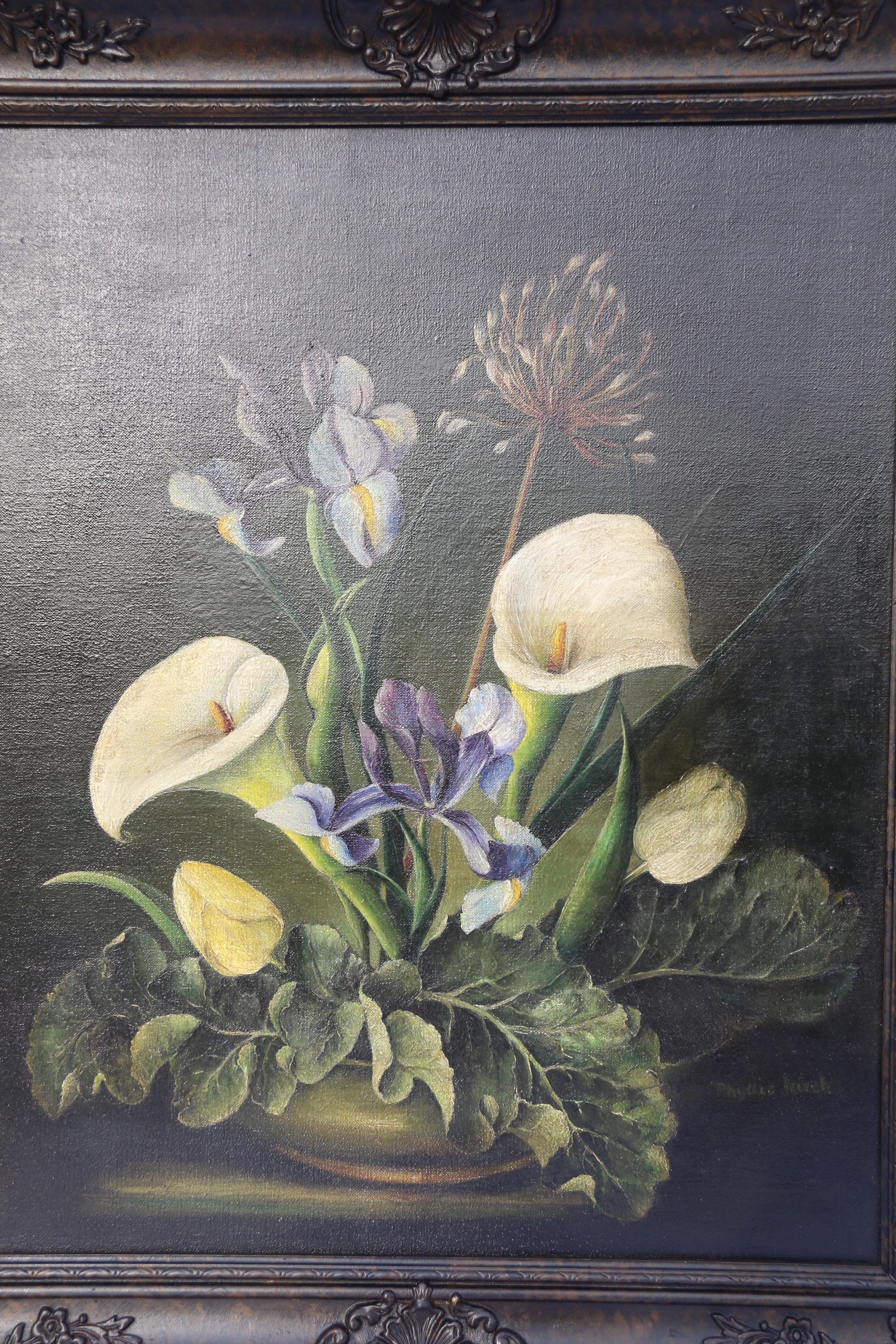 A mid 20th century still life oil painting by Phyllis Kirch, English c 1950 For Sale 10