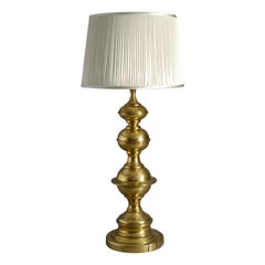 Mid-20th Century Tall Brass Triple Gourd Lamp