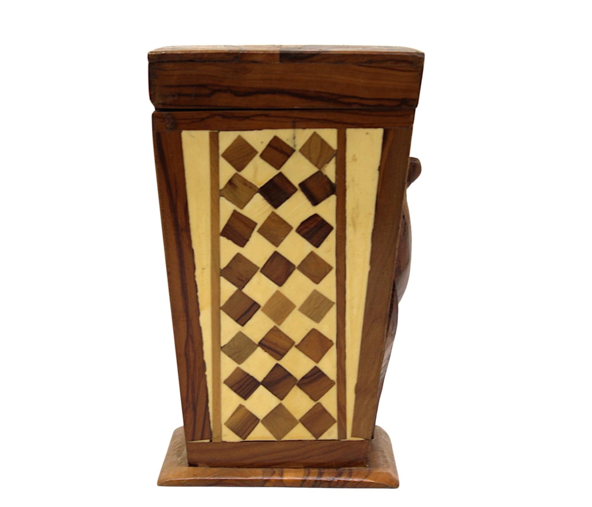 Israeli A Mid- 20th Century, Wooden Inlay Etrog Box, Jerusalem Souvenier For Sale