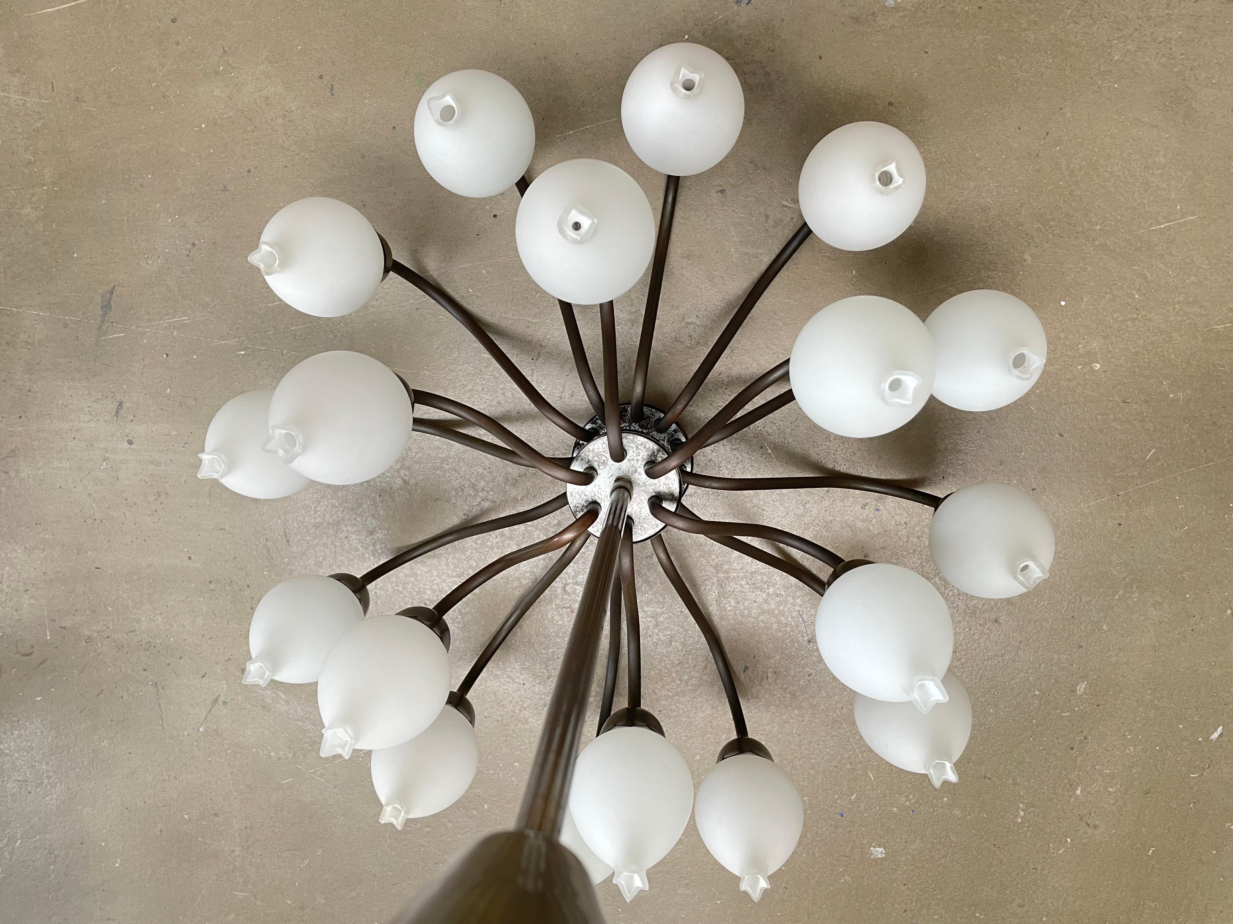 A Mid Century 18 Arm Tulip Pendant Chandelier By Fog and Mørup Of Denmark  For Sale 3